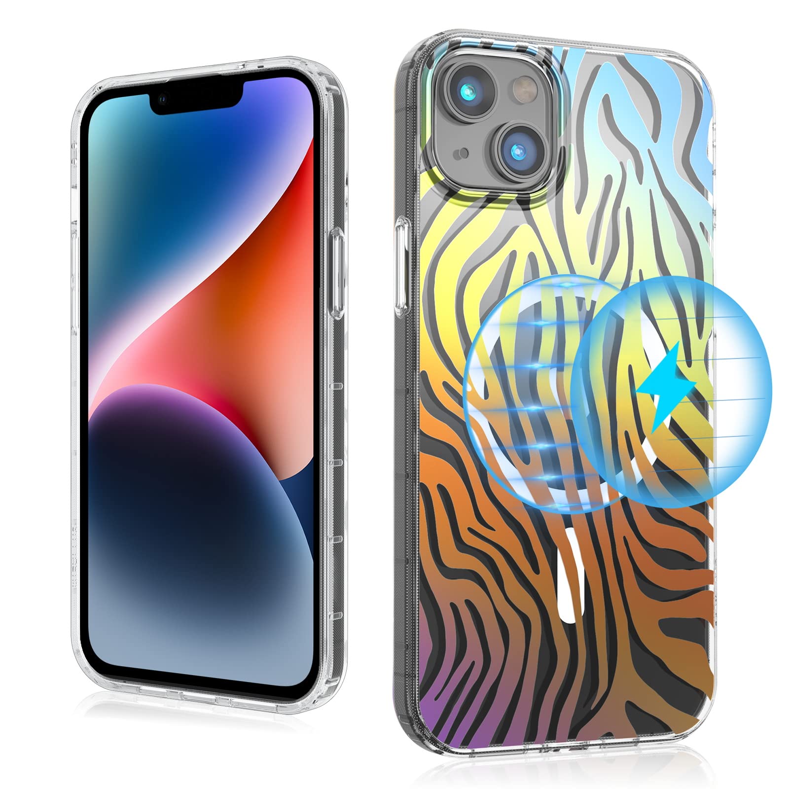 Mybat Pro Magnetic Slim Clear Case For Iphone 14 Plus Case 6.7 Inch, Compatible With Magsafe, Stylish Dazzle Color Mood Series F