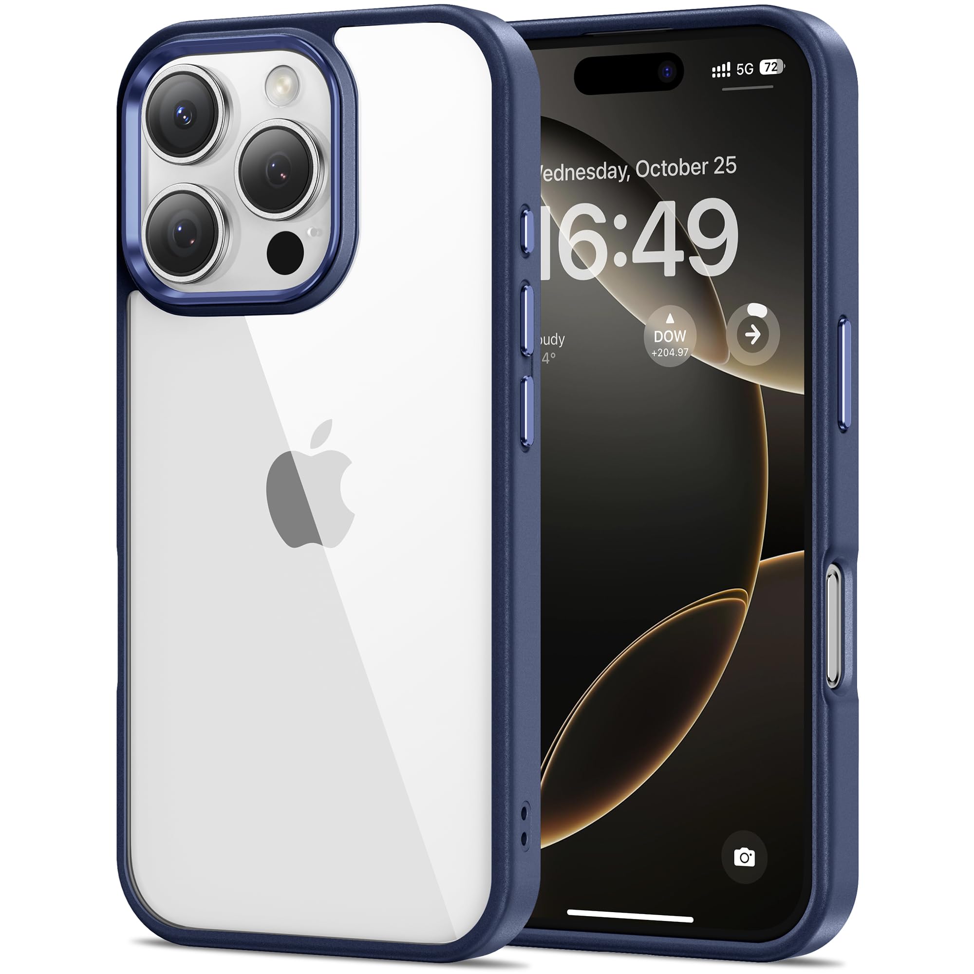 HOOMIL Case for iPhone 16 Pro 6.3-Inch, Non-Yellowing, Drop Protection, Anti-Scratch Transparent Hard Back Phone Cover - Blue