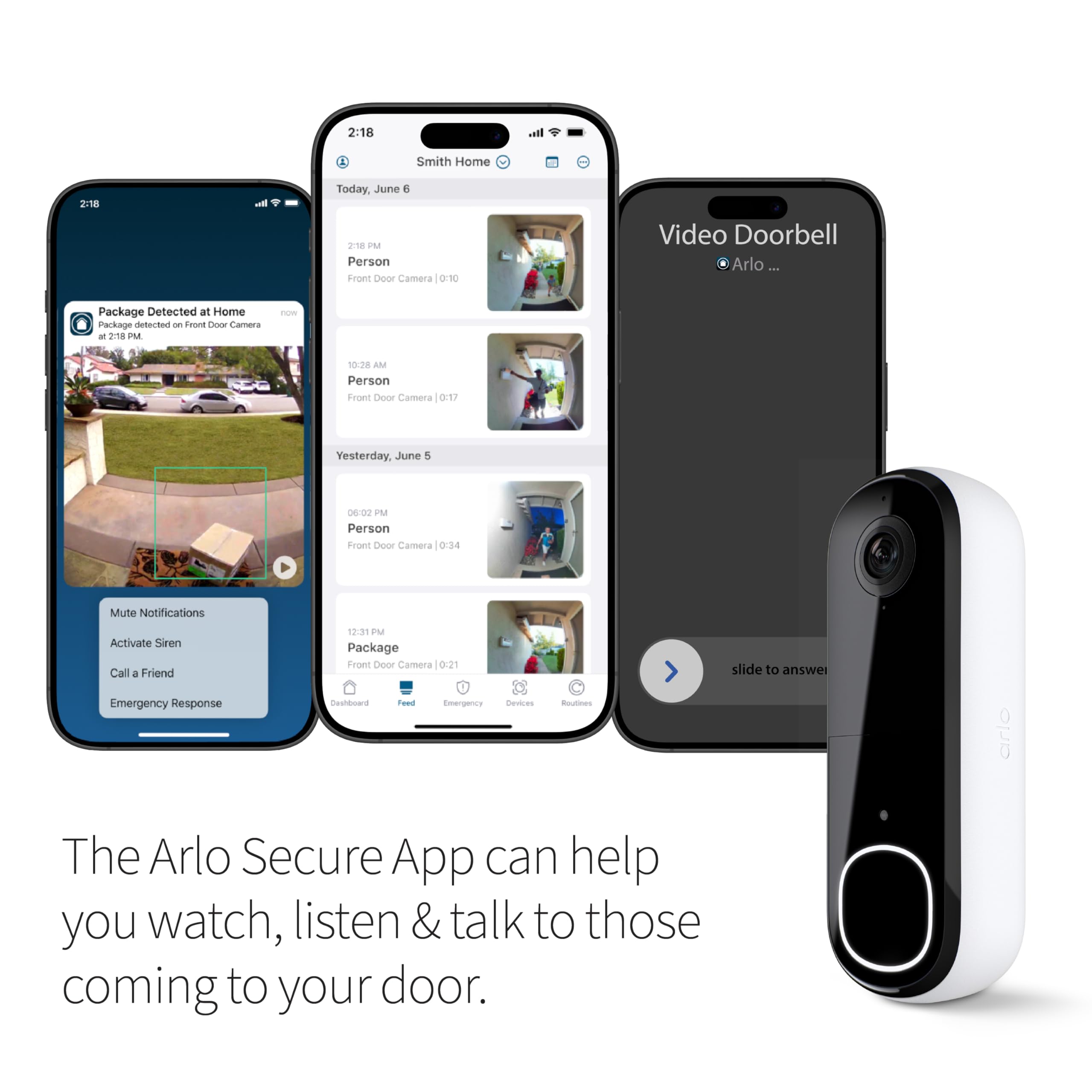 Arlo Video Doorbell 2K | 2Nd Gen | Wire-Free/Wired Option, 2-Way Audio, Night Vision, Head To Toe Video View, Integrated Siren |
