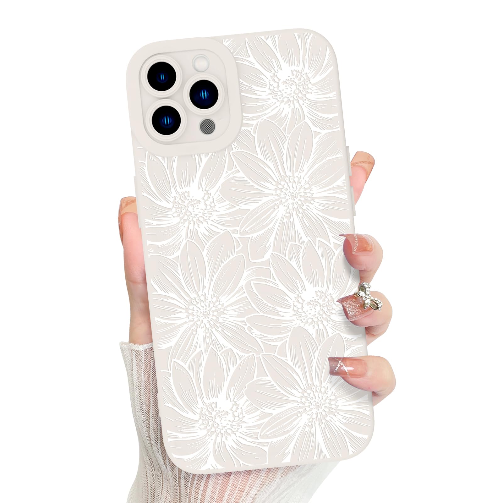 Mzelq For Iphone 11 Pro Max Case Case, Silicone Black Floral Flowers Sunflowers Cute Pattern, Camera Protection Soft Slim Phone