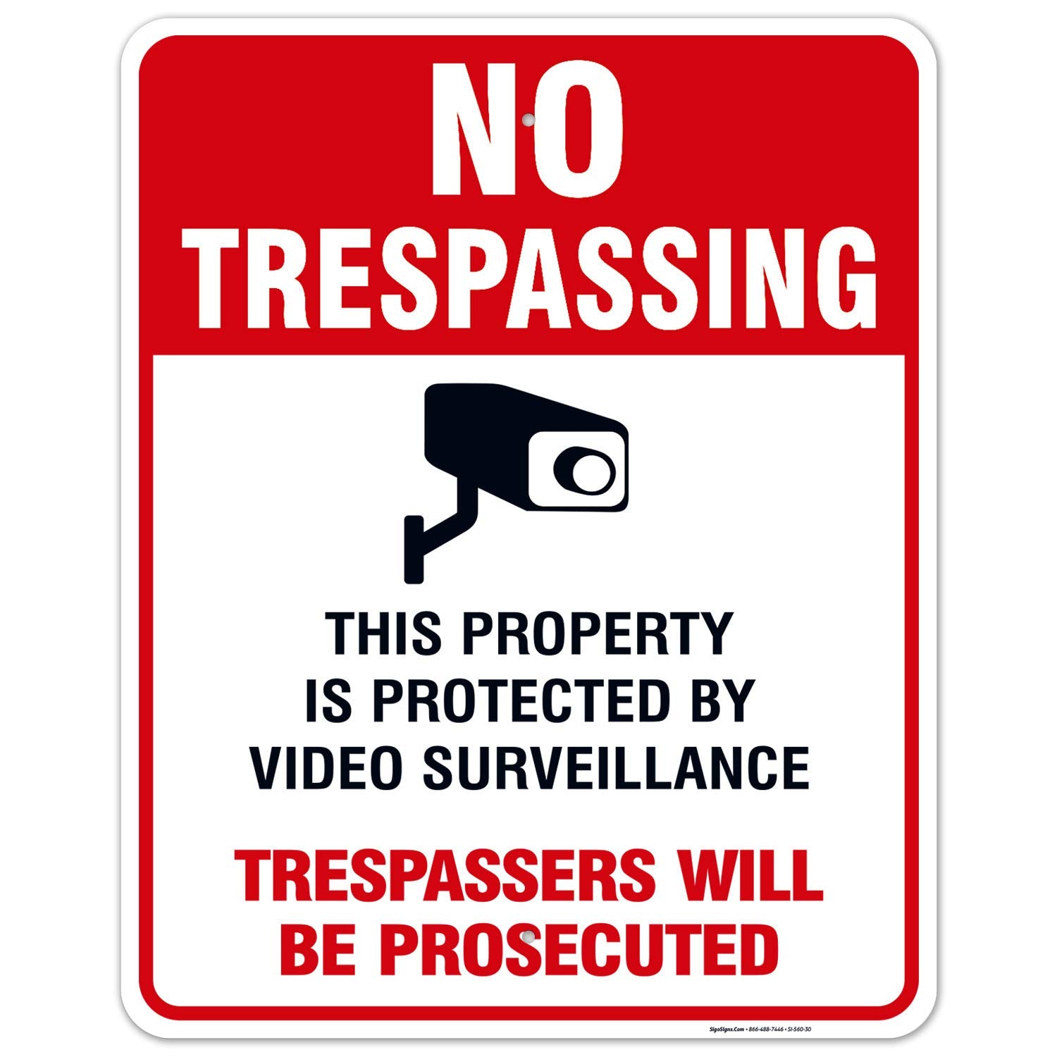 Sigo Signs, Video Surveillance No Trespassing Sign, Cctv Security Camera, 24X30 Inches, Rust Free .063 Aluminum, Fade Resistant,