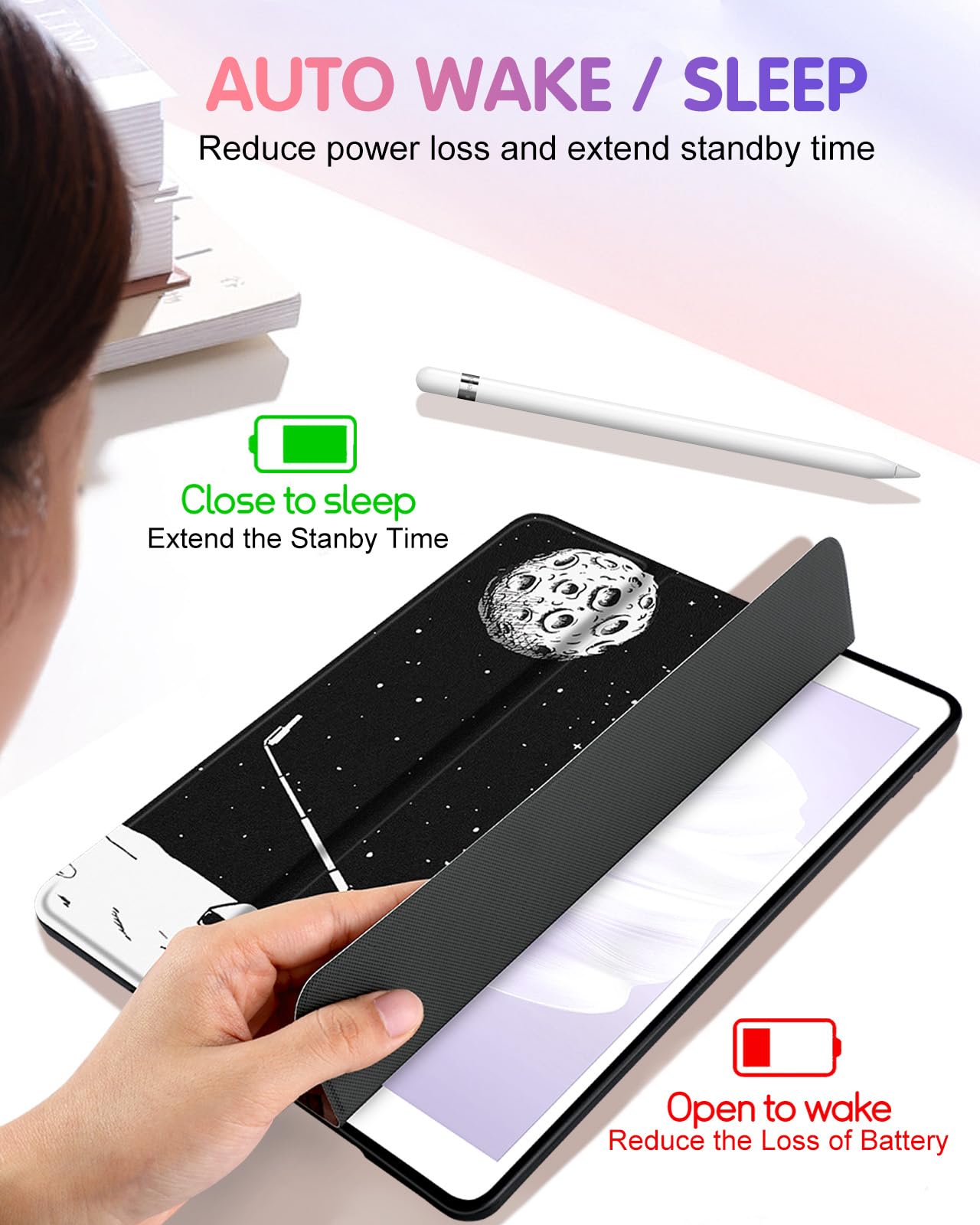 Uppuppy For Ipad 9Th/8Th/7Th Generation Case 10.2 Inch Girls Cute Boys Women Folio Smart Cover With Pencil Holder Astronaut Cool