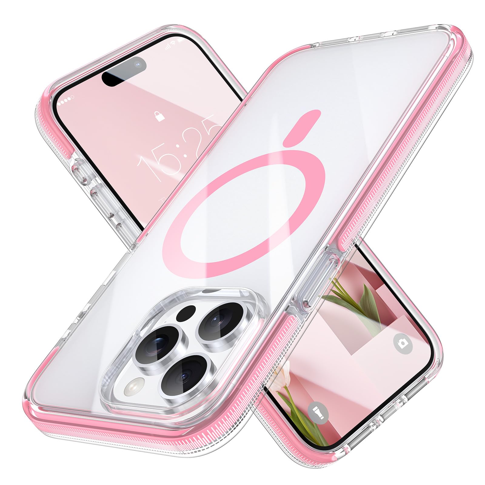 MILPROX Compatible with iPhone 15 Pro Case - with Screen Protector - Compatible with MagSafe - Magnetic Clear Trasparent Design 