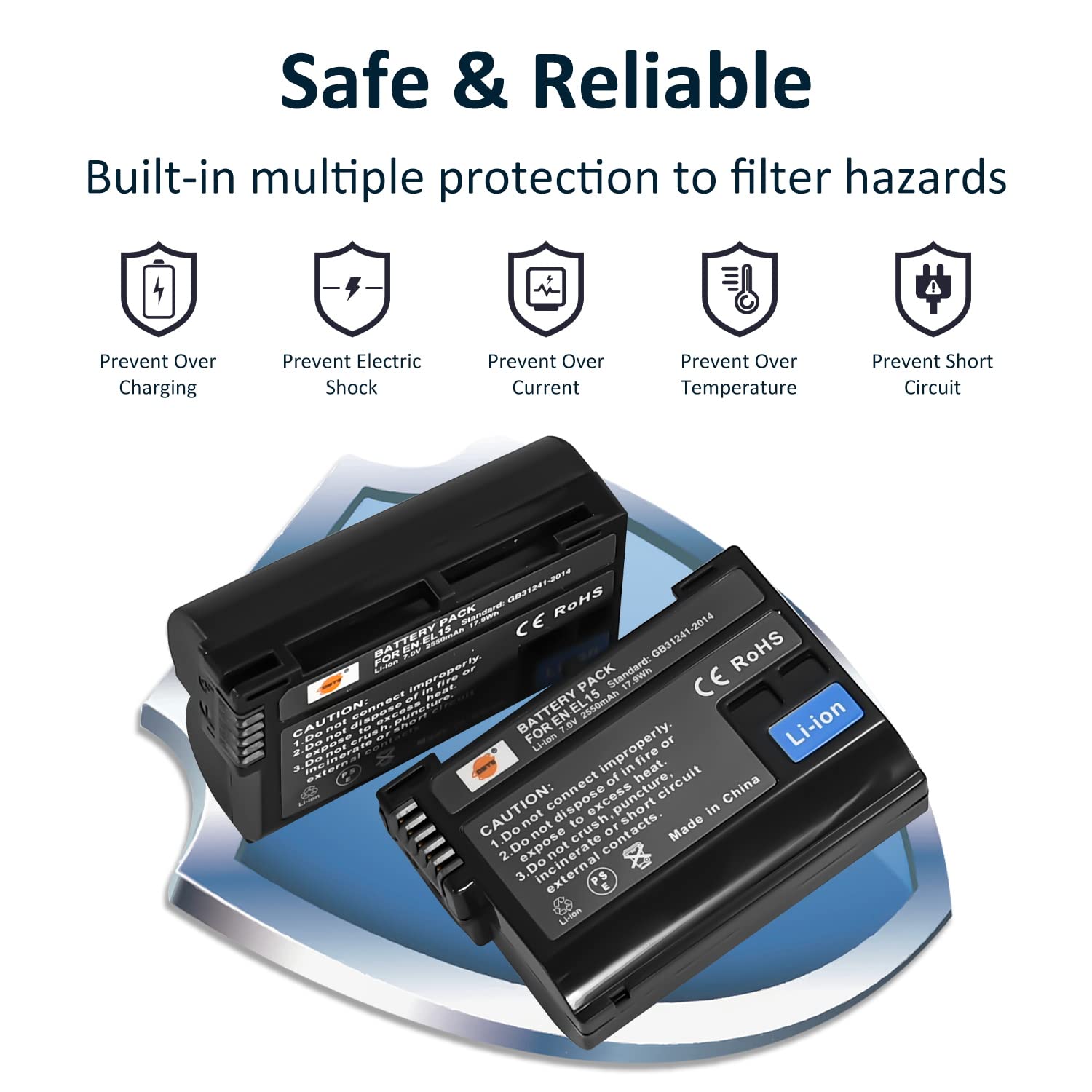 Dste 2 Pack En El15C En El15B En El15 Battery Compatible With Nikon 1 V1 Z8 Z7Ii Z6Ii Zf Z5 Z6 Z7 D500 D600 D780 D800 D850 D800E