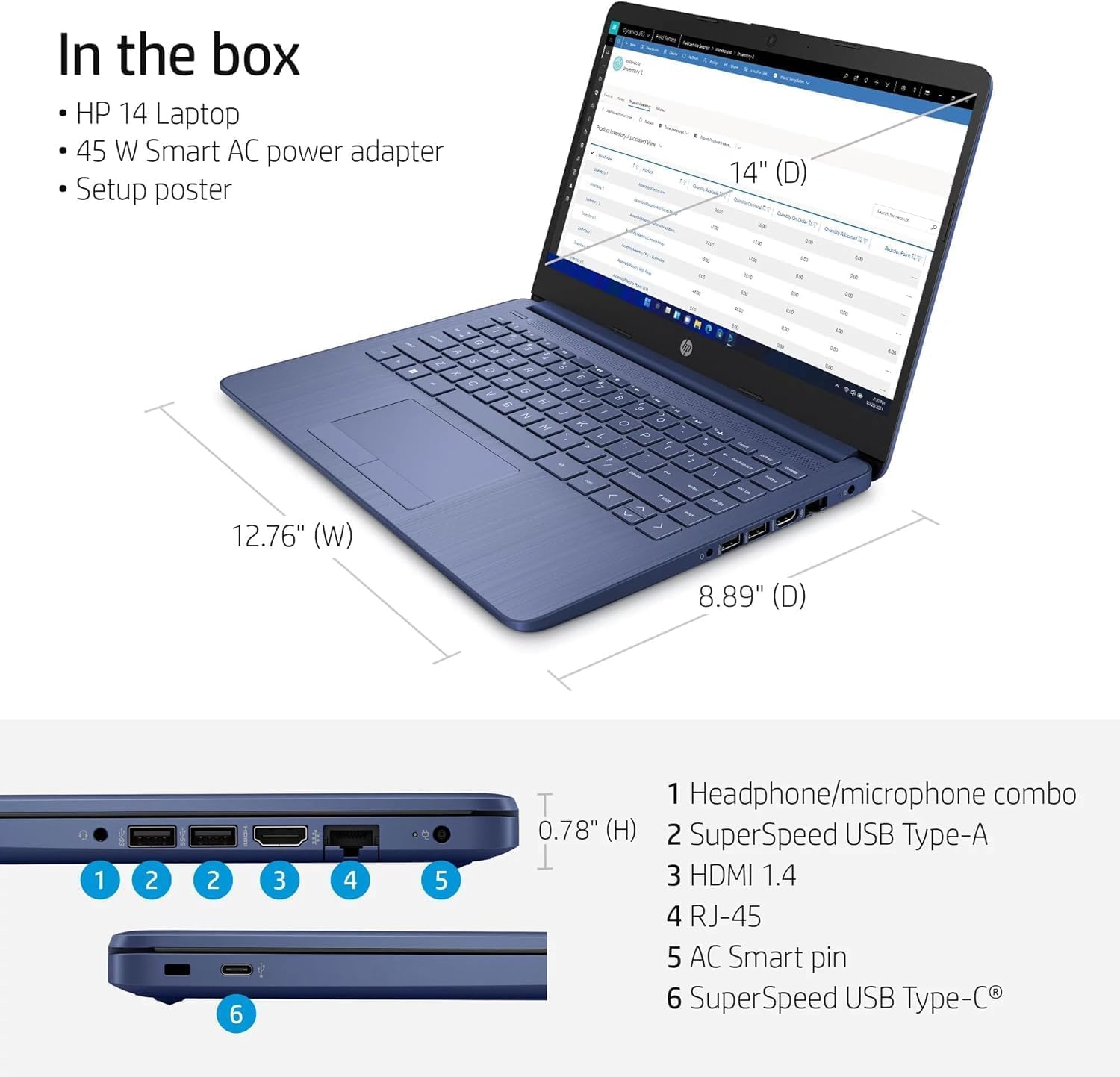 Hp New 14'' Hd Ultra Light Thin Laptop, Quad Core Intel Celeron Processor, 16Gb Ram, 564Gb (64Gb Emmc+ 500Gb Ext Driver), Upto 1