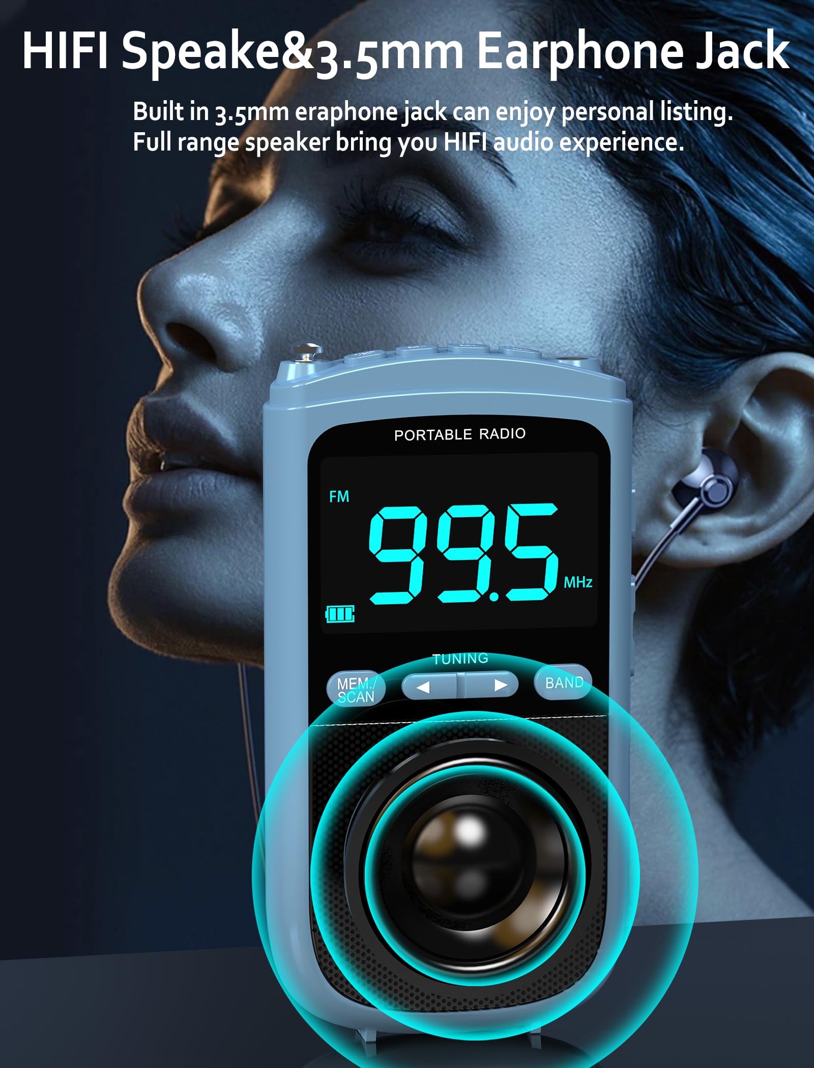 Portable Am/Fm/Sw Radio With Best Reception,900Mah Walkman Radio With Lcd Display, Digital Am Fm Radio With Headphones,Pocket Radio With Rechargeable Battery,Digital Tuner And Presets For Walking