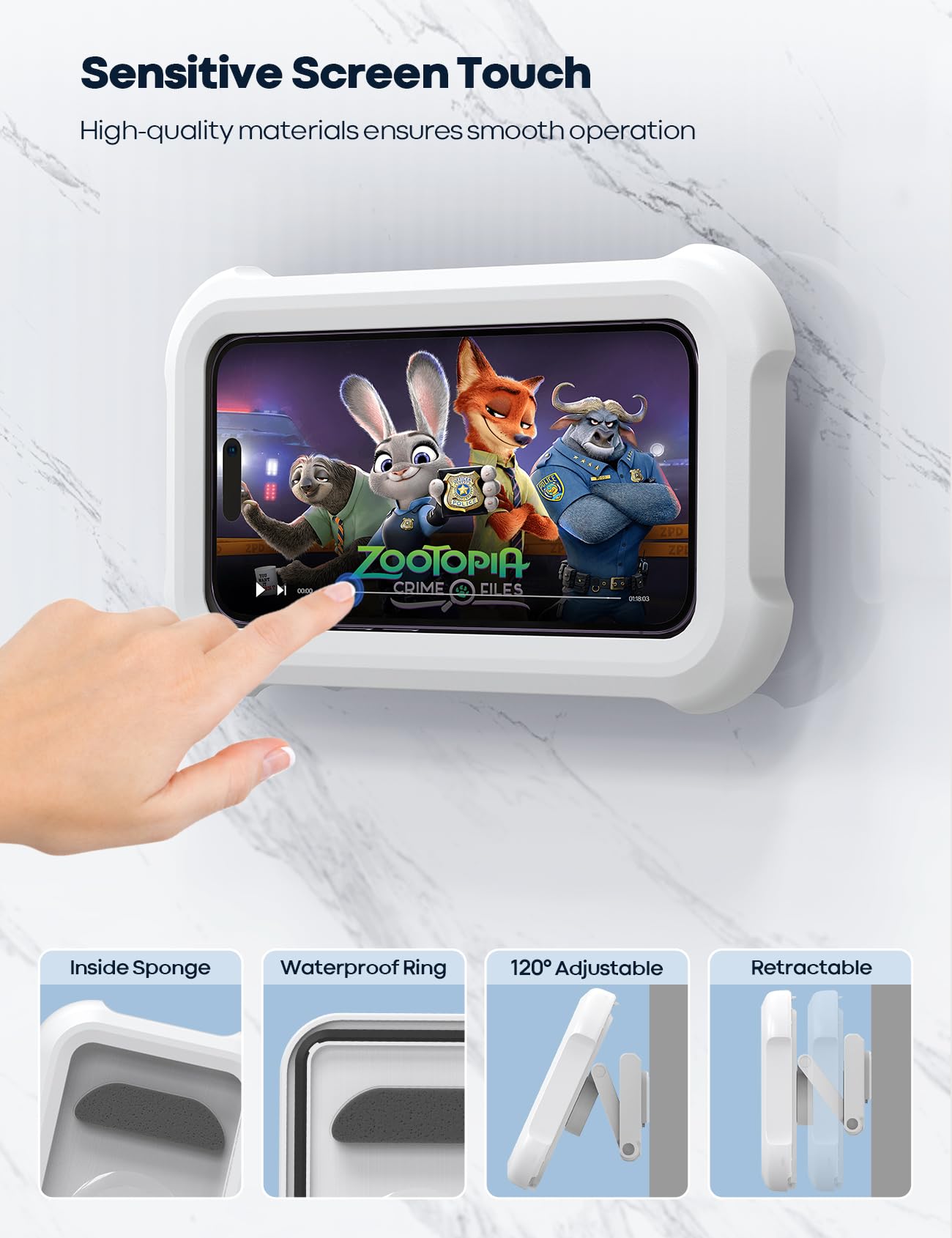 Lamicall Shower Phone Holder Waterproof   480 Rotatable Retractable Adjustable Shower Phone Case Holder, Bathroom Wall Phone Mou