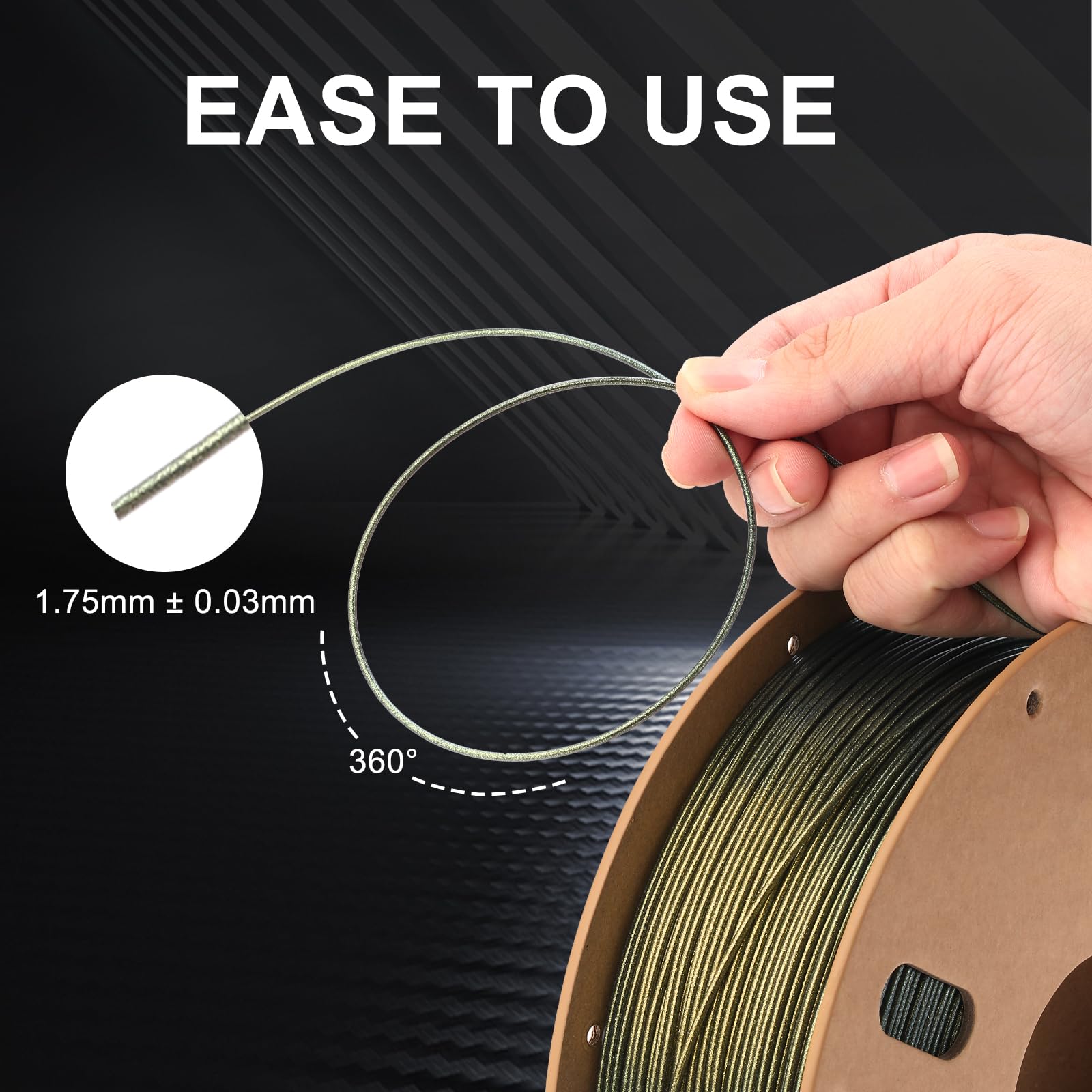 Eryone Glitter Pla Filament For 3D Printer, 1.75Mm +/ 0.03Mm, 1Kg(2.2Lbs)/Spool, Omega Nebula (Gold)