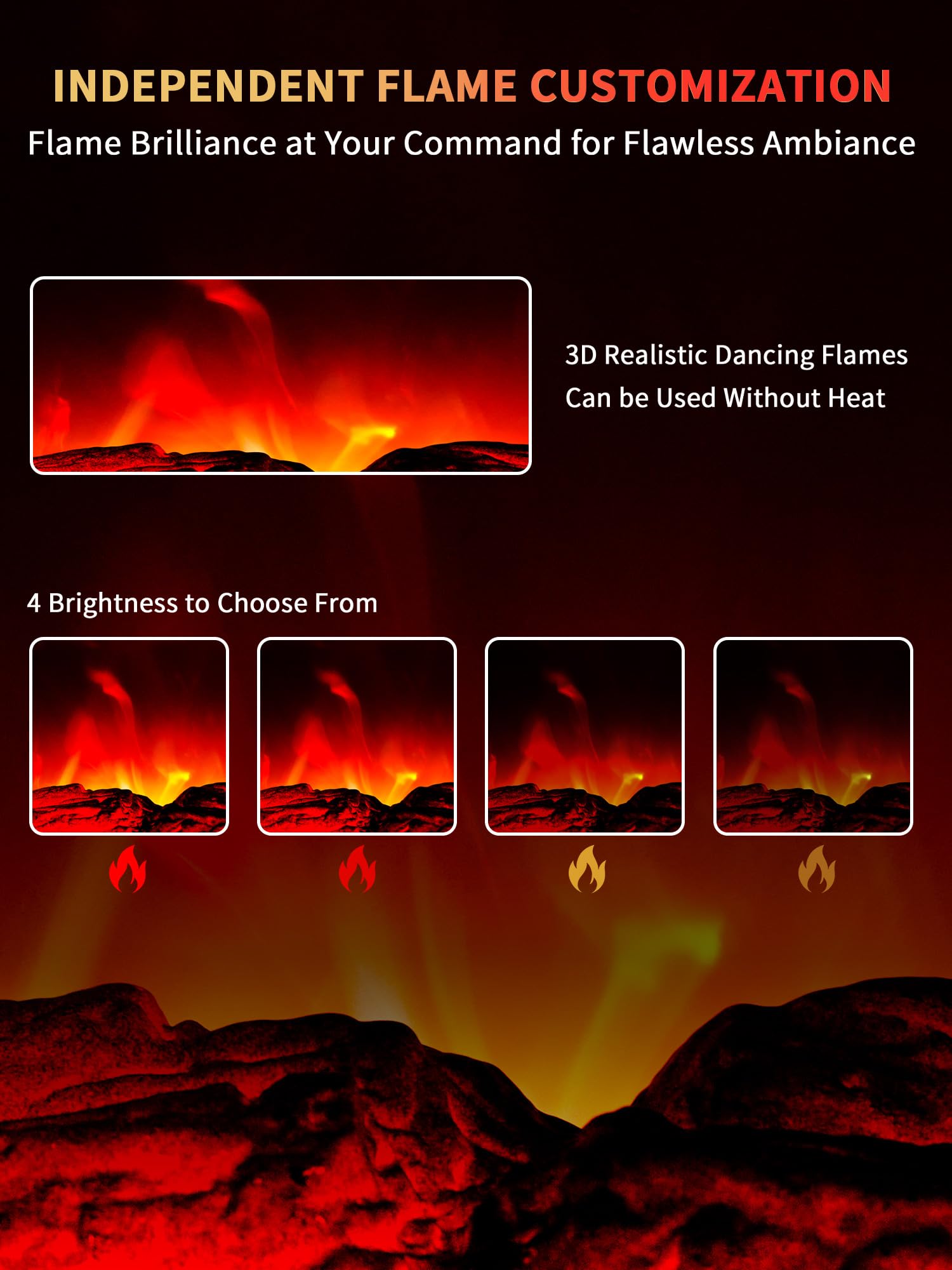 Electric Fireplace Heater 22 In Freestanding Fireplace Stove Infrared Fireplace Realsmart With 3D Flame Effect Remote Control, T