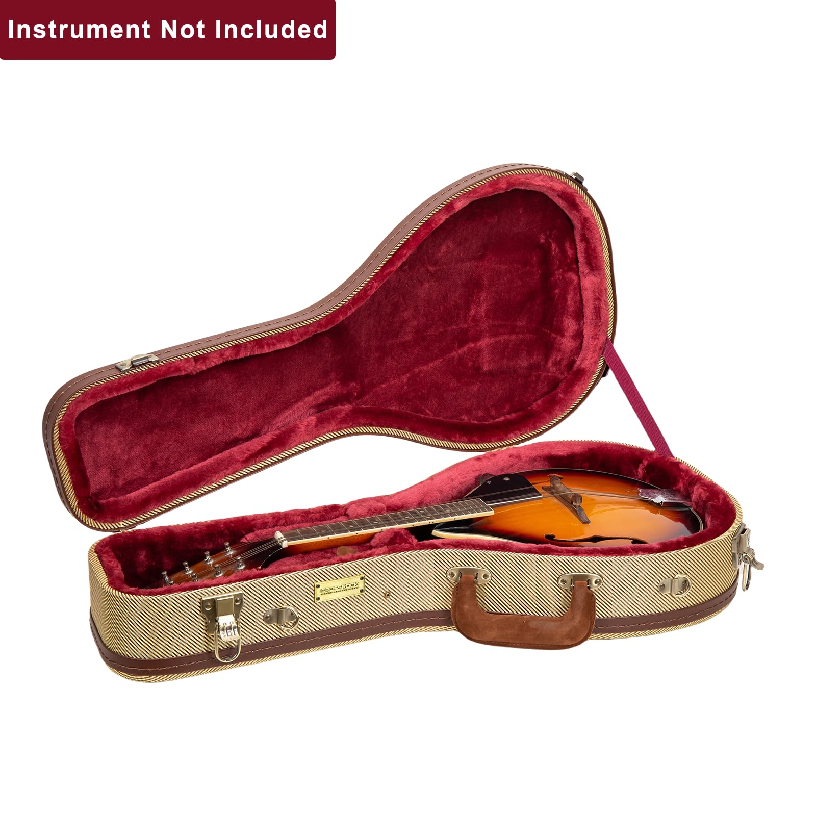 Crossrock Master Series A-Style Mandolin Case | Classic Fabric Tweed Exterior, Re-Engineered Wooden Shell, Leather Handle, Backp