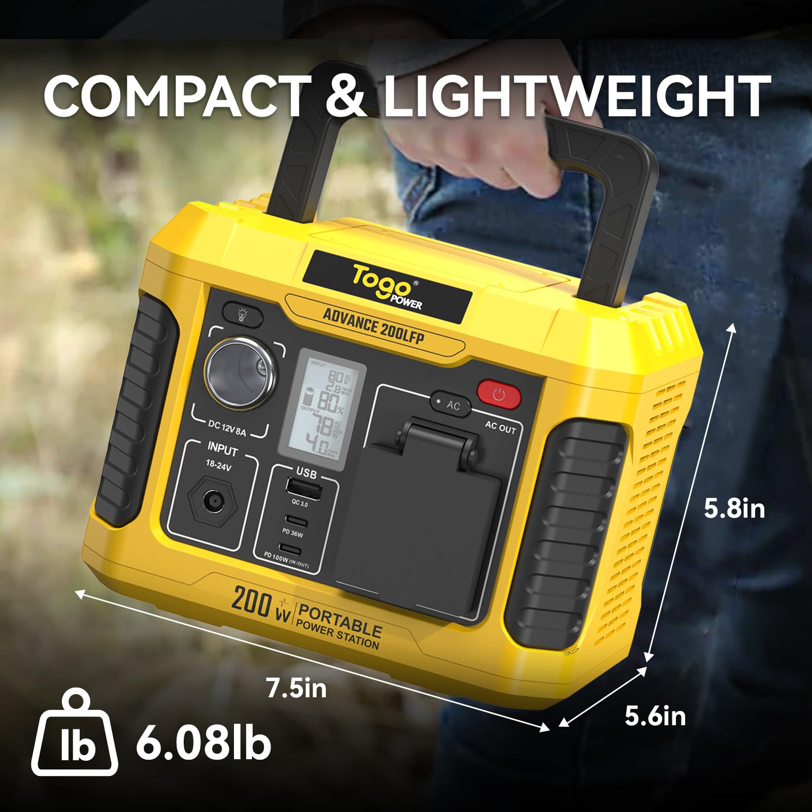 Togo Power 200W Portable Power Station,Peak 400W Solar Generator 177Wh Lithium Battery Power Bank With 120V Ac Outlet,Usb Qc3.0&