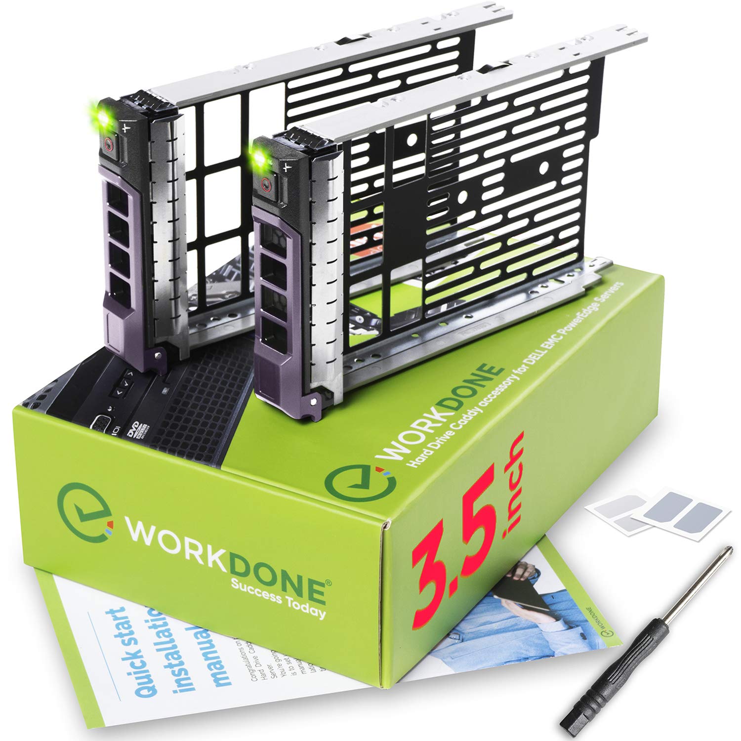 Workdone 2 Pack   3.5 Inch Hard Drive Caddy   Compatible For Dell Poweredge Selected 13Th 11Th Gen.Servers   With Detailed Insta