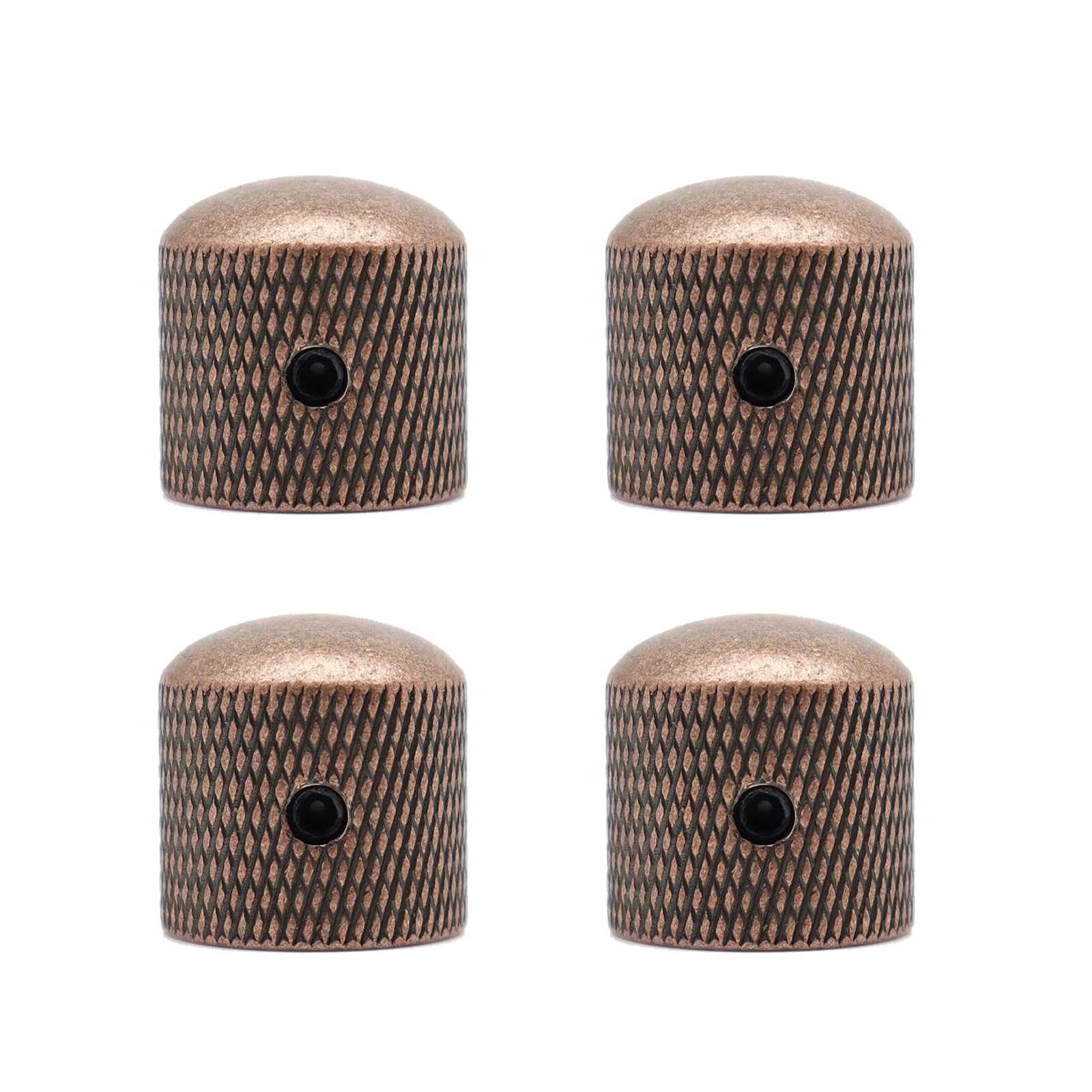 XIYANGJUAN 4Pcs Metal Guitar Knobs Red Copper Volume Tone Spped Control Dome Knobs with Allen Keys Screws for Fender Telecaster 