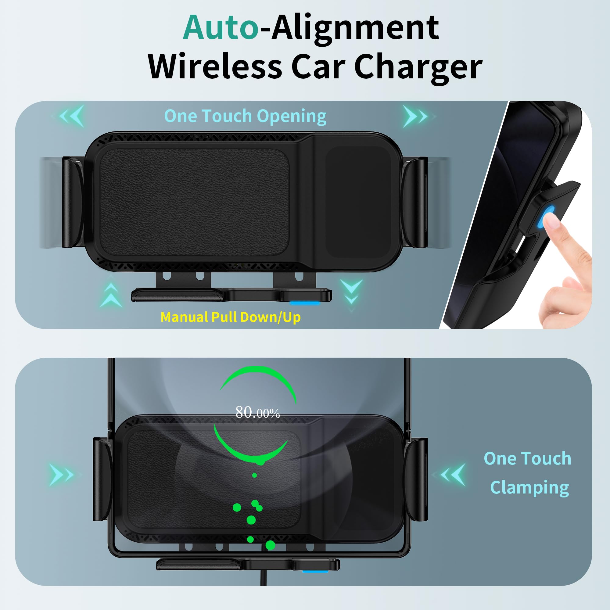 Wireless Car Charger Mount, 15W Dual Coil Rotatable Car Phone Holder Wireless Charger For Samsung Galaxy Z Fold 6/5/4/3/2, Z Fli
