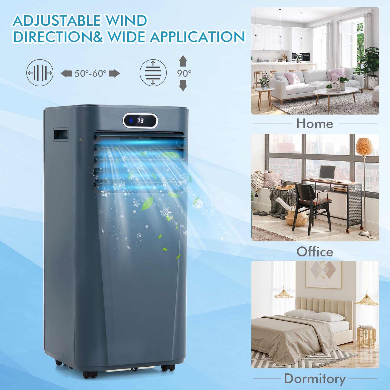 PETSITE Portable Air Conditioner 10000 BTU 3-in-1 Dehumidifier Fan Dark Blue PE0457X