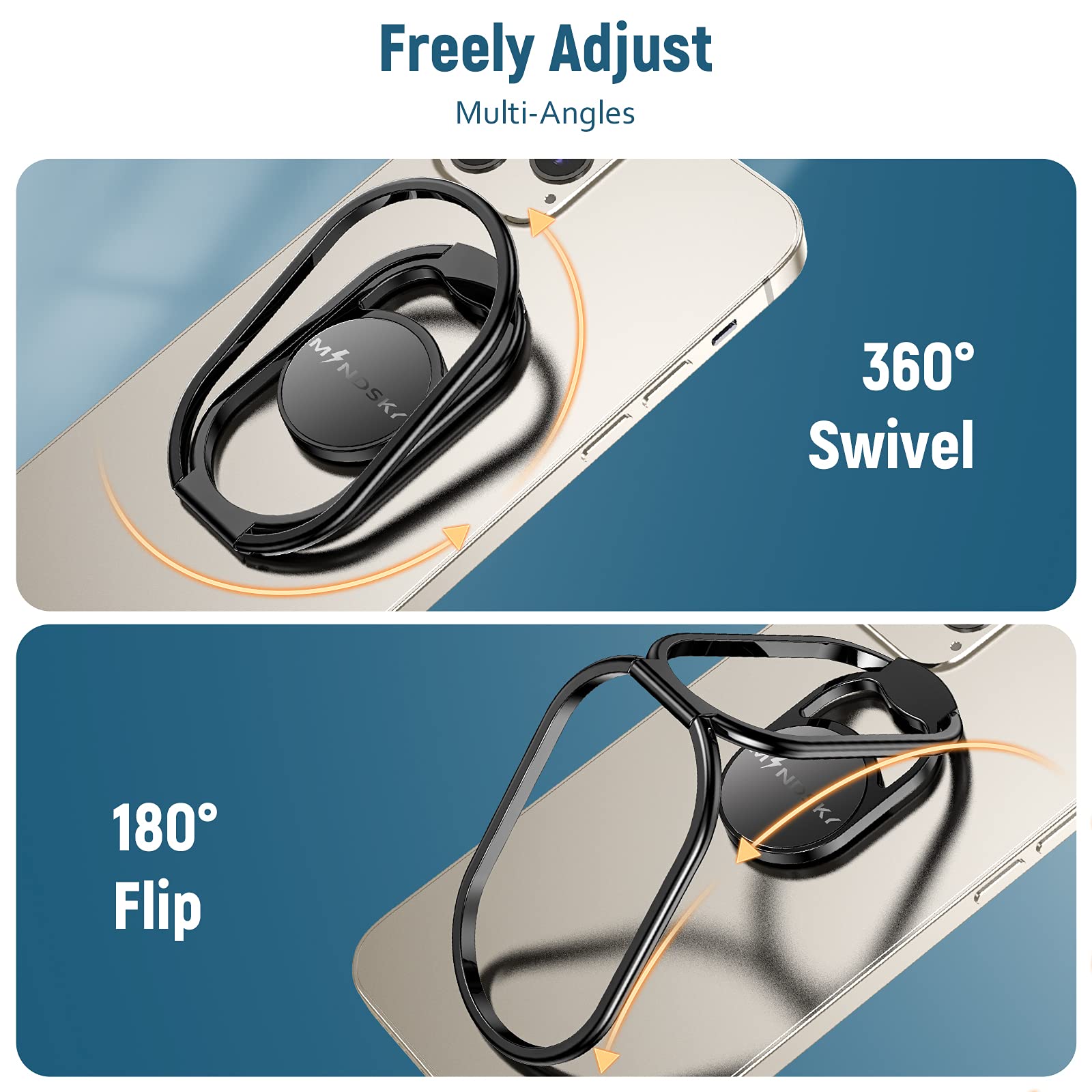 Phone Ring Holder-With Car Magnetic Phone Mount Metal Phone Ring Finger Kickstand Black Cell Phone Grip Compatible With Iphone I