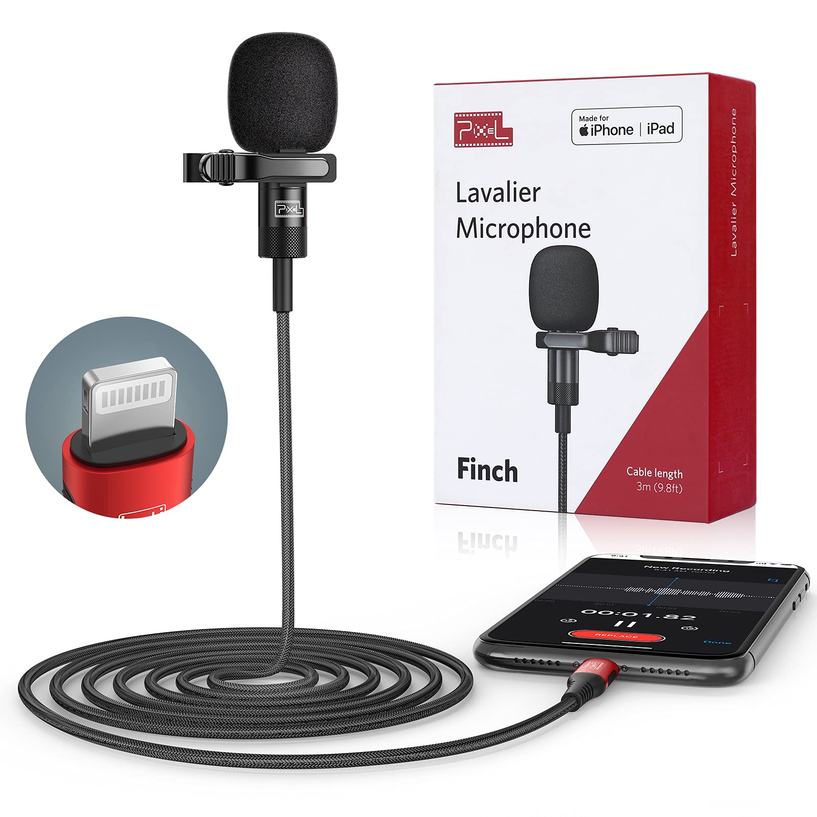PIXEL Microphone for iPhone iPad(Apple MFi-Certified) from Mic for iPhone Live Streaming Vlogging | External Microphone for iPho