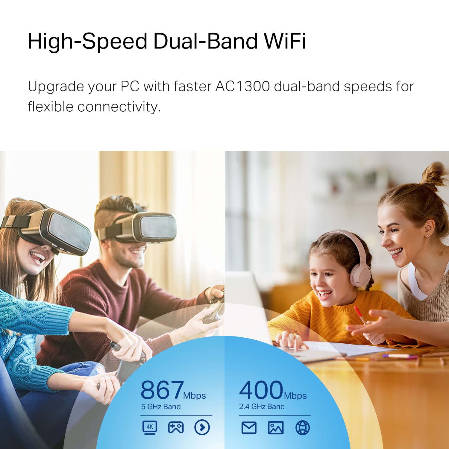 Tp-Link Nano Usb Wifi Adapter For Pc(Archer T3U Nano)-Ac1300 2.4G/5G Dual-Band Wireless Network Transceiver Adapter For Desktop