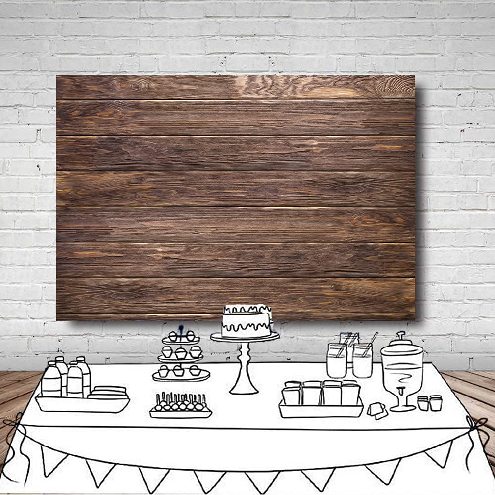 Lywygg 5X3Ft Thin Vinyl Brown Wood Backdrop Photographers Retro Wood Wall Background Cloth Seamless Cp 19 0503
