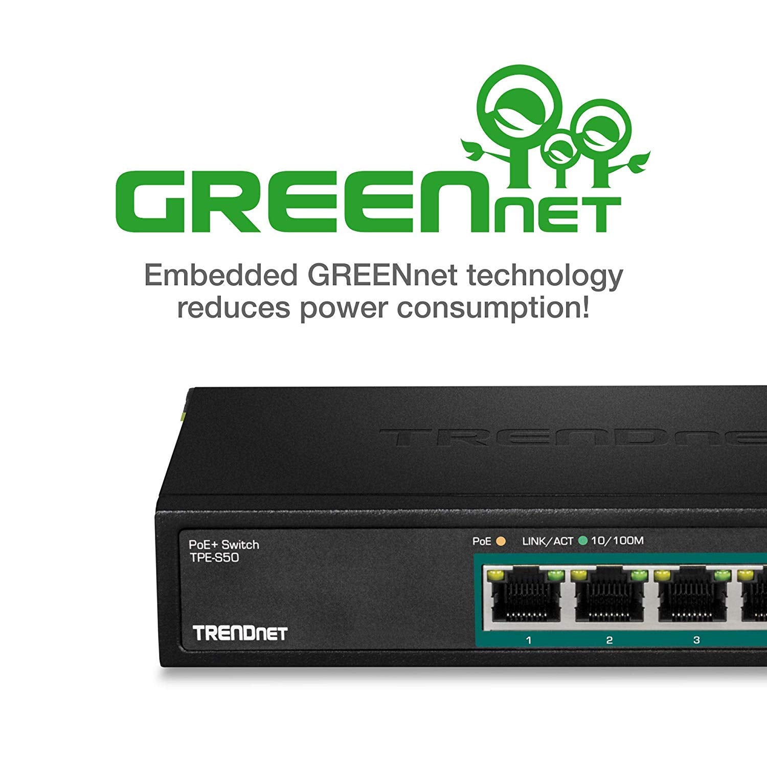 Rendnet 6-Port Fast Ethernet Poe+ Switch, Tpe-S50, 4 X Fast Ethernet Poe Ports, 2 X Fast Ethernet Ports, 60W Poe Budget, 1.2 Gbp