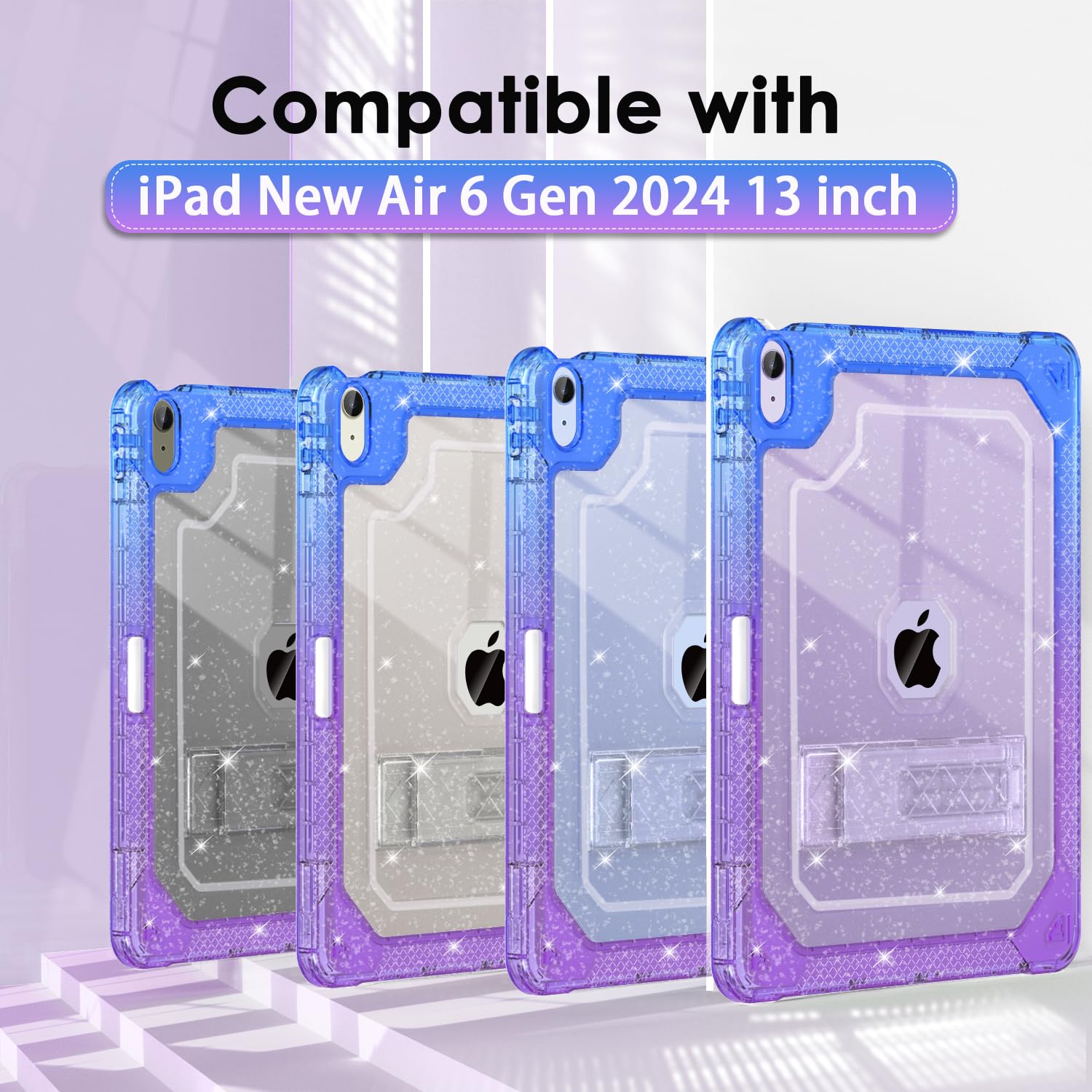 Zonefoker For New Ipad Air 13 Inch Case 2024 M2, 13'' Ipad Air Case 6Th Gen 2024 13 Inch Glitter Slim Cover With Pencil Holder H