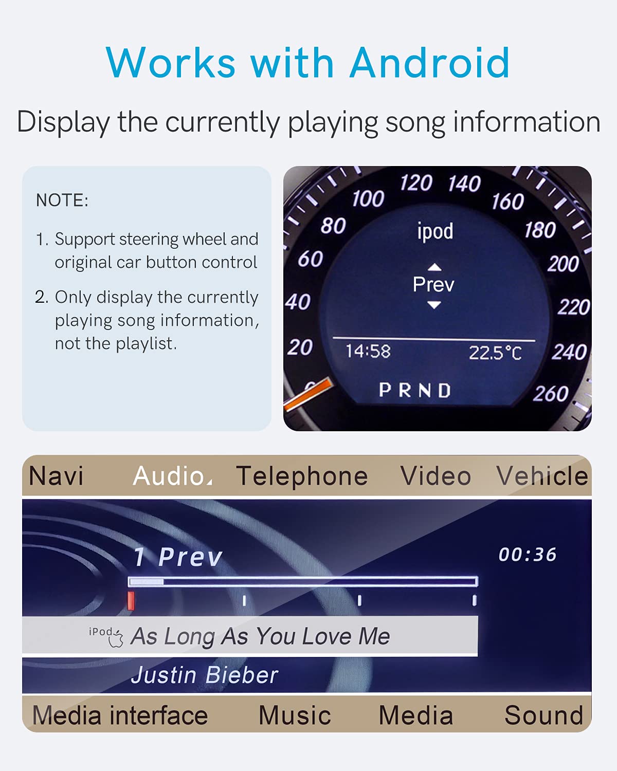 Choocl Bluetooth 5.0 Aptx Hd Adapter With Ami/Mdi Cable For 2010 2019 Year Audi Ami Mmi 3G And 2005 2011 Year Mercedes Mdi Ipod