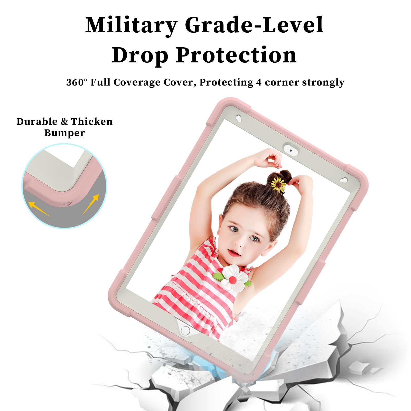 Hogenl For Ipad 9Th 8Th 7Th Generation Case For Kids Girls With Pencil Holder,For Ipad 10.2 Case With Butterfly Stand Shoulder S