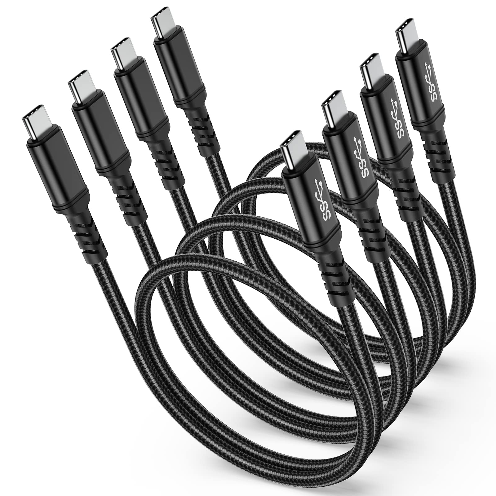 Besgoods Usb C To Usb C Cable 1.5Ft, 4Pack 60W Short Type C Charger Fast Charging 5Gbps Data Transfer Usb 3.1 Braided Cord Compatible For Iphone 16 15 Pro Max Galaxy S24 S23 Ultra S22 S21 A54, Black