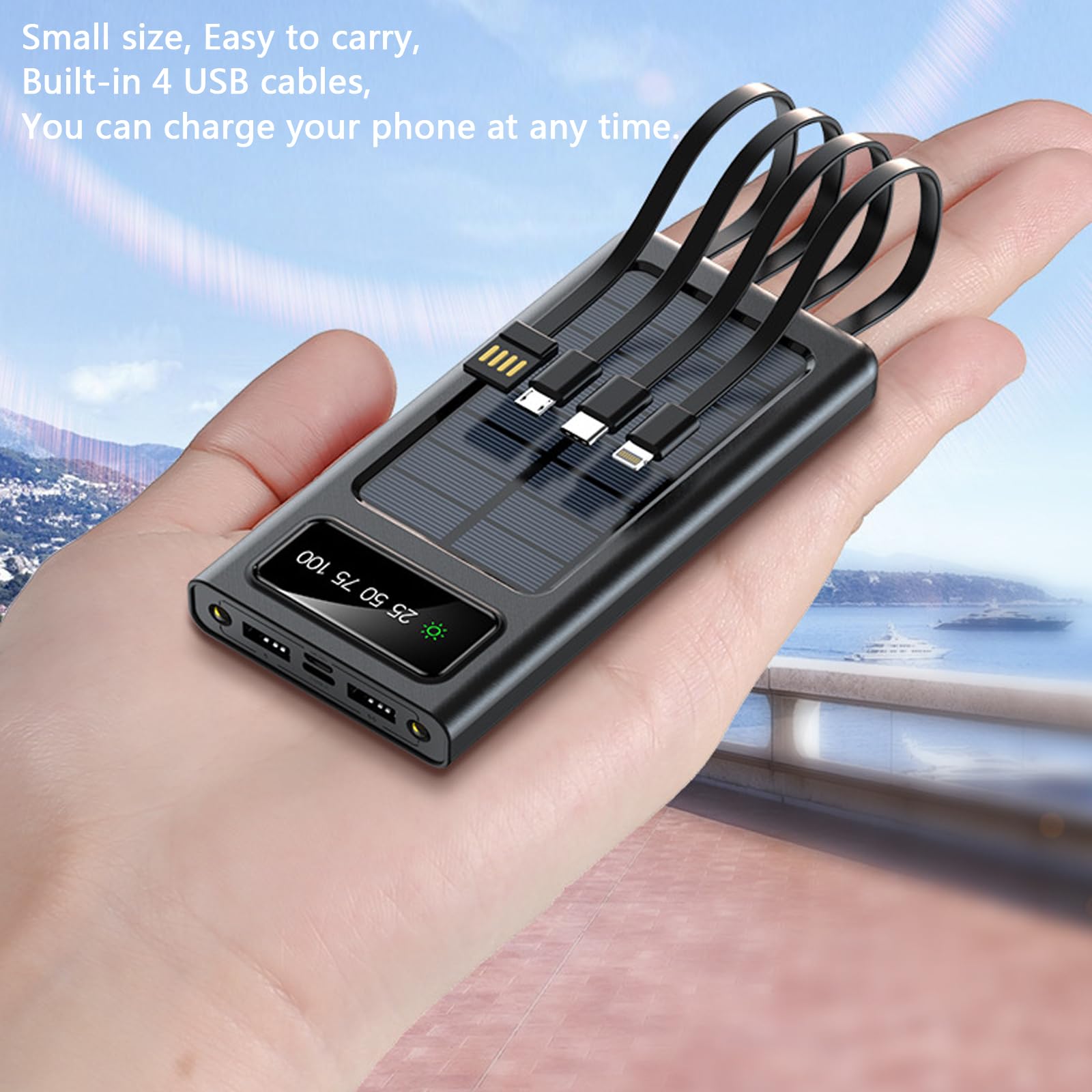 Taoxiwave Power-Bank-Solar-Charger - 20000Mah Portable Charger,Solar Power Bank,Camping External Backup Battery Pack,Fast Solar