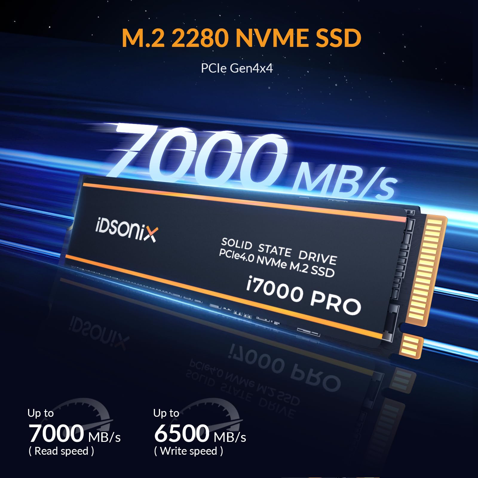 Idsonix M.2 Ssd 1Tb, Pcie Gen4X4, Nvme Ssd M.2 2280 With 3D Nand Flash And Heatsink, Speeds Up To 7000 Mb/S, Internal Gaming Sol