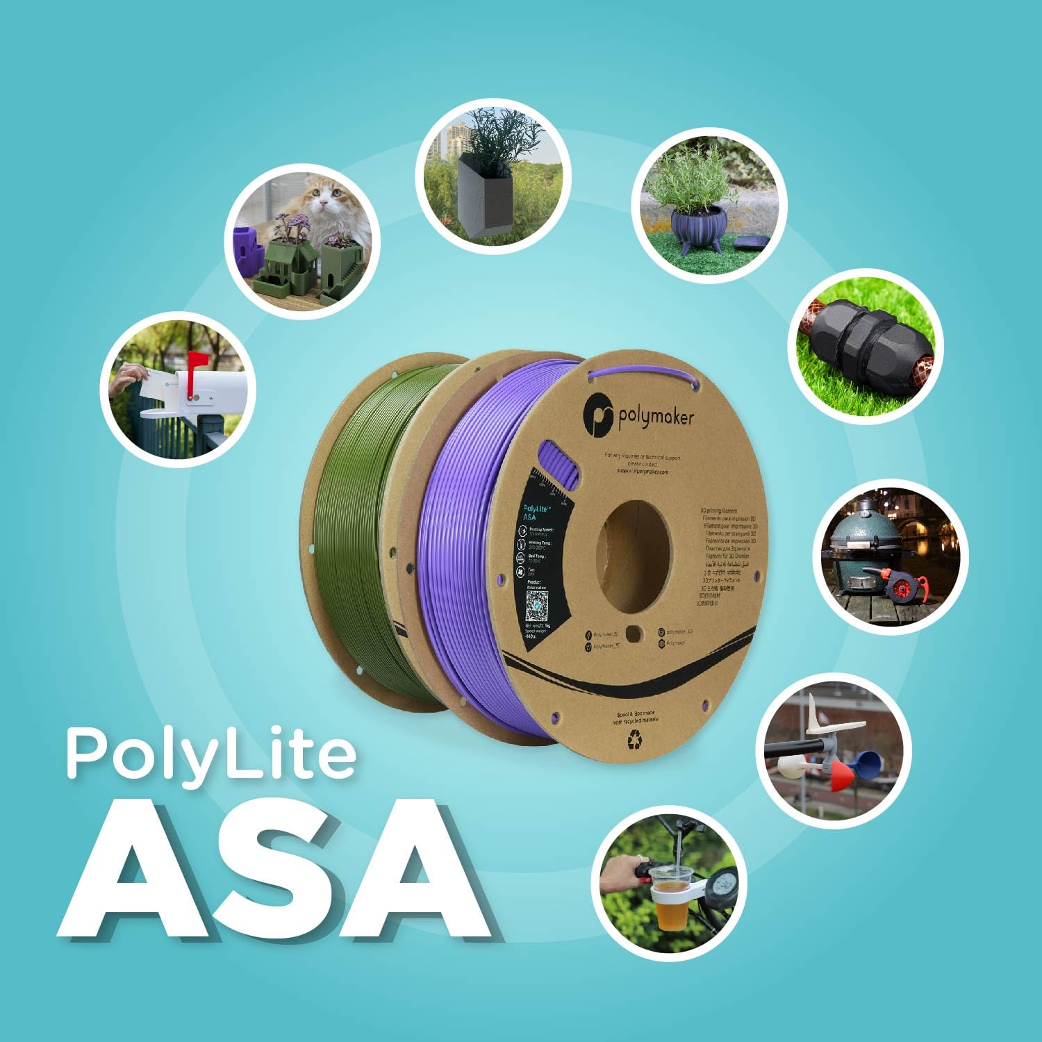 Polymaker Asa Filament 1.75Mm Blue, 1Kg Asa 3D Printer Filament, Heat & Weather Resistant   Asa 3D Filament Perfect For Printing