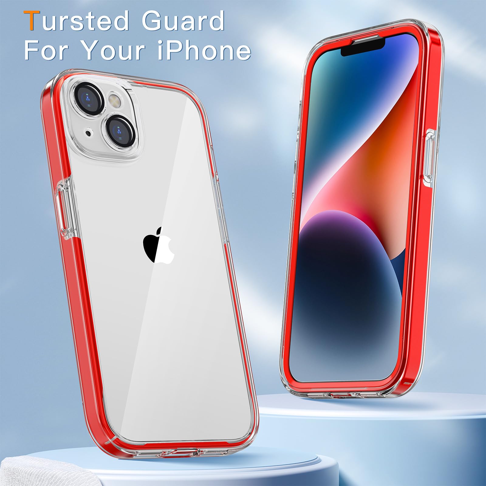 Coolqo Compatible For Iphone 14 Case Iphone 13 Case, With 9H Tempered Glass Screen Protector [Anti Yellowing] Military Grade Pro