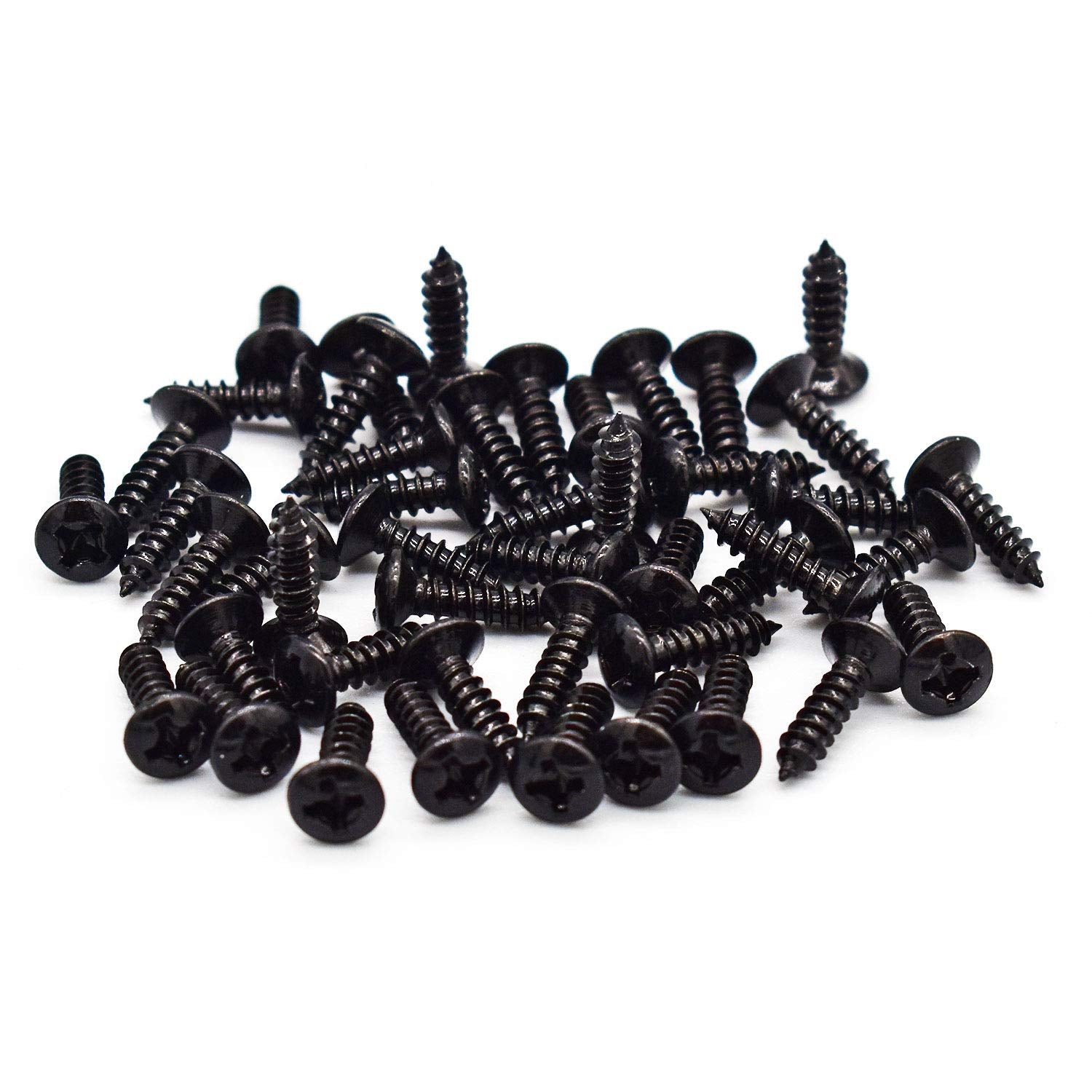 Vencetmat 100Pack #4 x 1/2 Stainless Steel Guitar & Bass Pickguard Screws Phillips for Fender Guitars Black