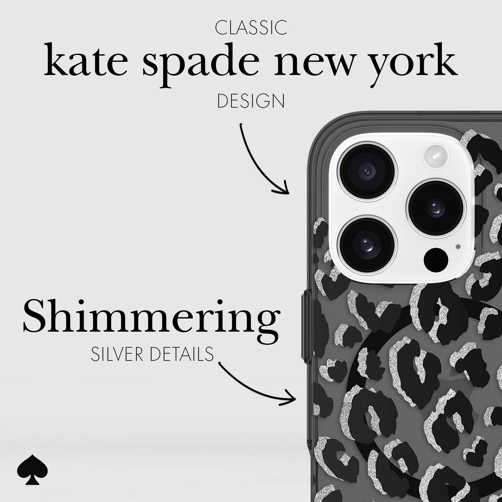 Kate Spade New York Iphone 16 Pro Case   Compatible With Magsafe   Designer Phone Case   City Leopard Black