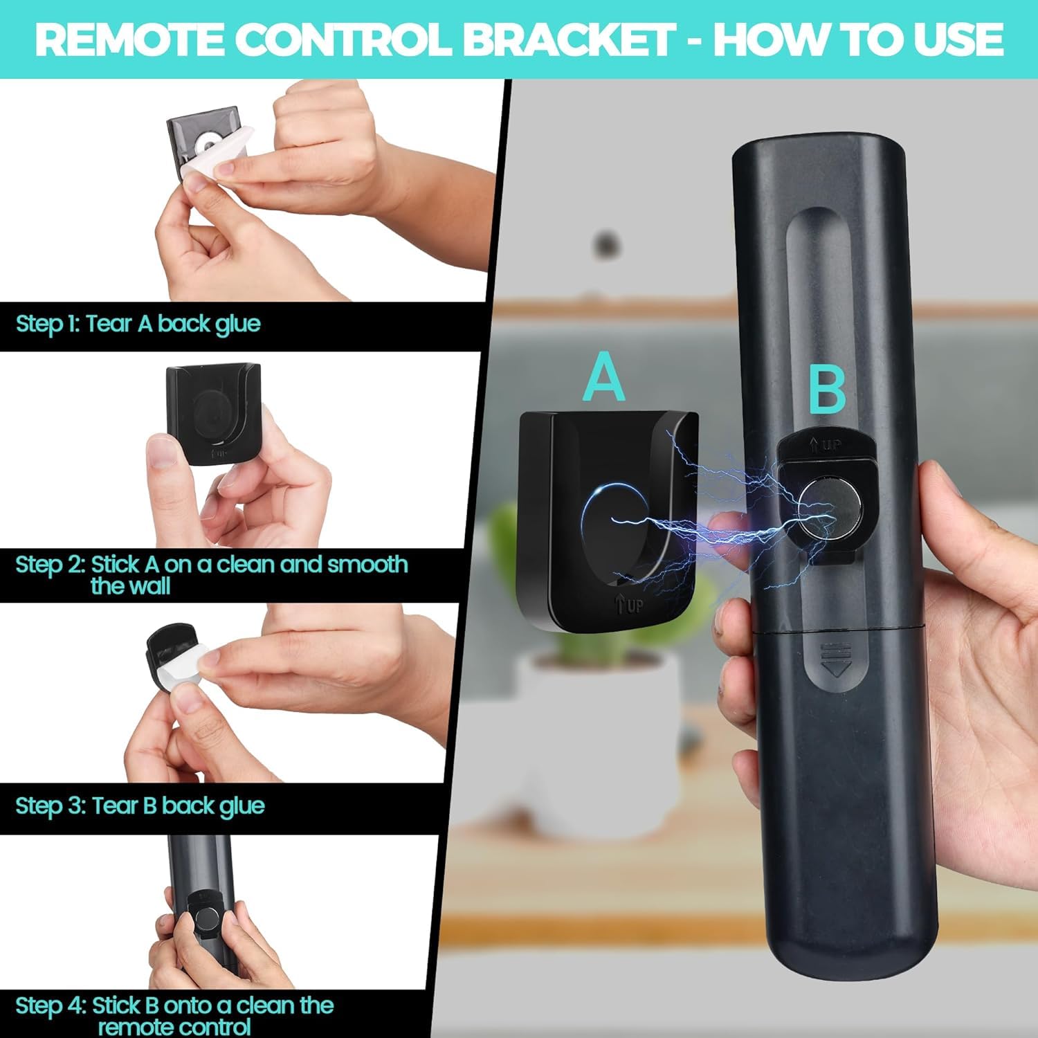 Guze Us 6 Piece Magnetic Remote Control Holder Wall Mount   Self Adhesive Suitable For Tv Backside As Well As Tv Fan And Air Con