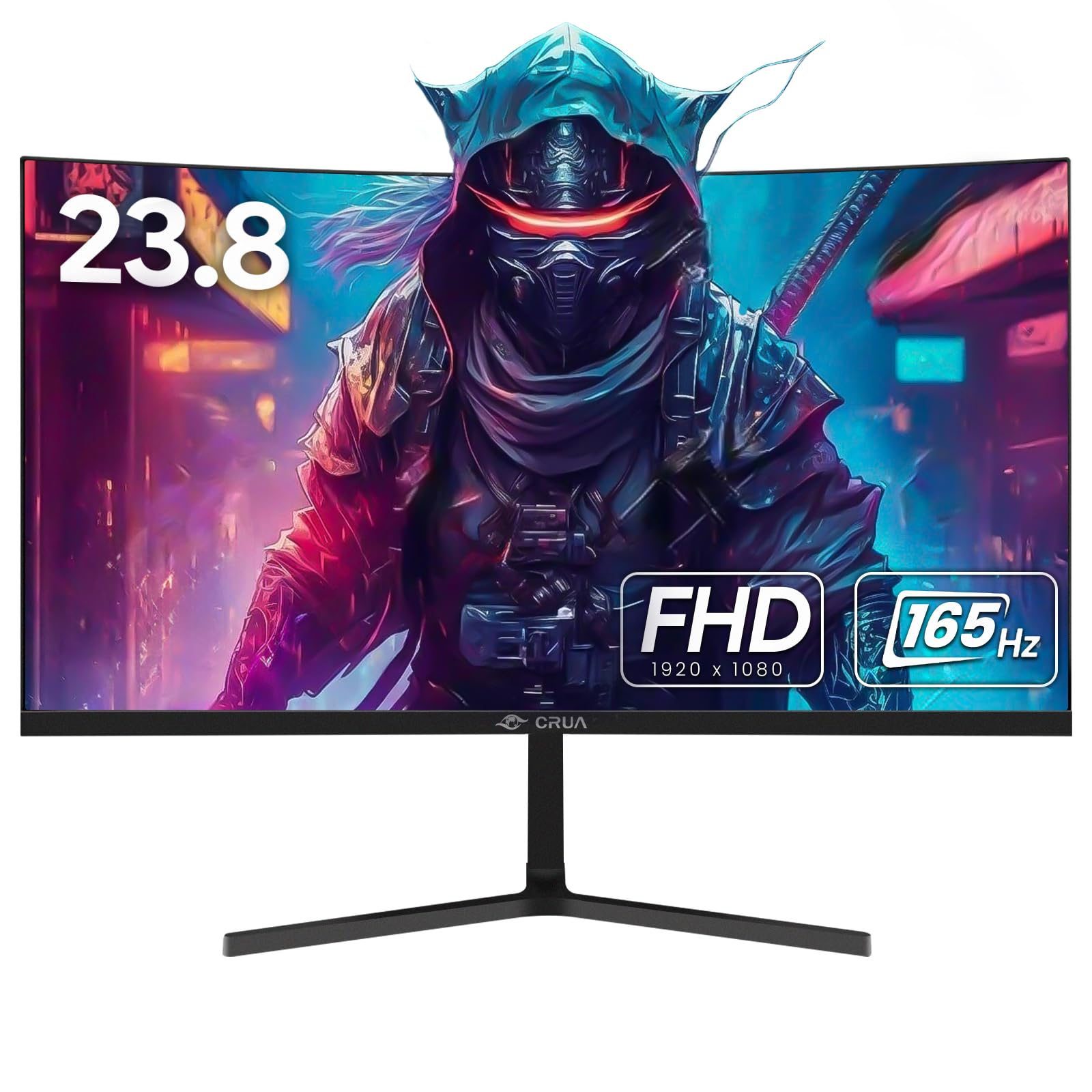 Crua 24 Inch Curved Gaming Monitor, 144Hz/165Hz Fhd 1080P Frameless Computer Monitor, Pc Monitors Support Amd Freesync, 99% Srgb