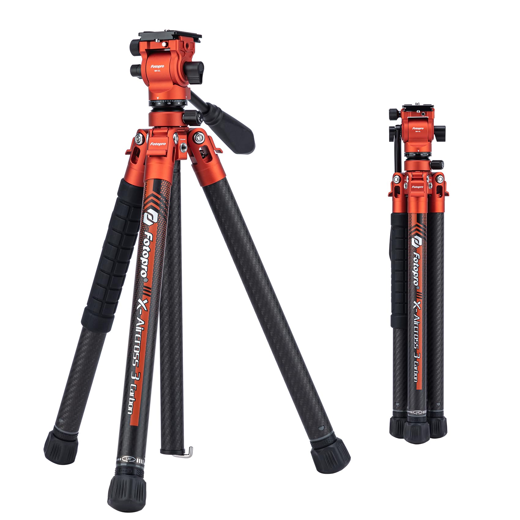 Fotopro Carbon Fiber Travel Tripod 2.2Lbs Ultralight 64 Inch Portable Compact Travel Video Tripod For Camera Dslr Load Up To 22L