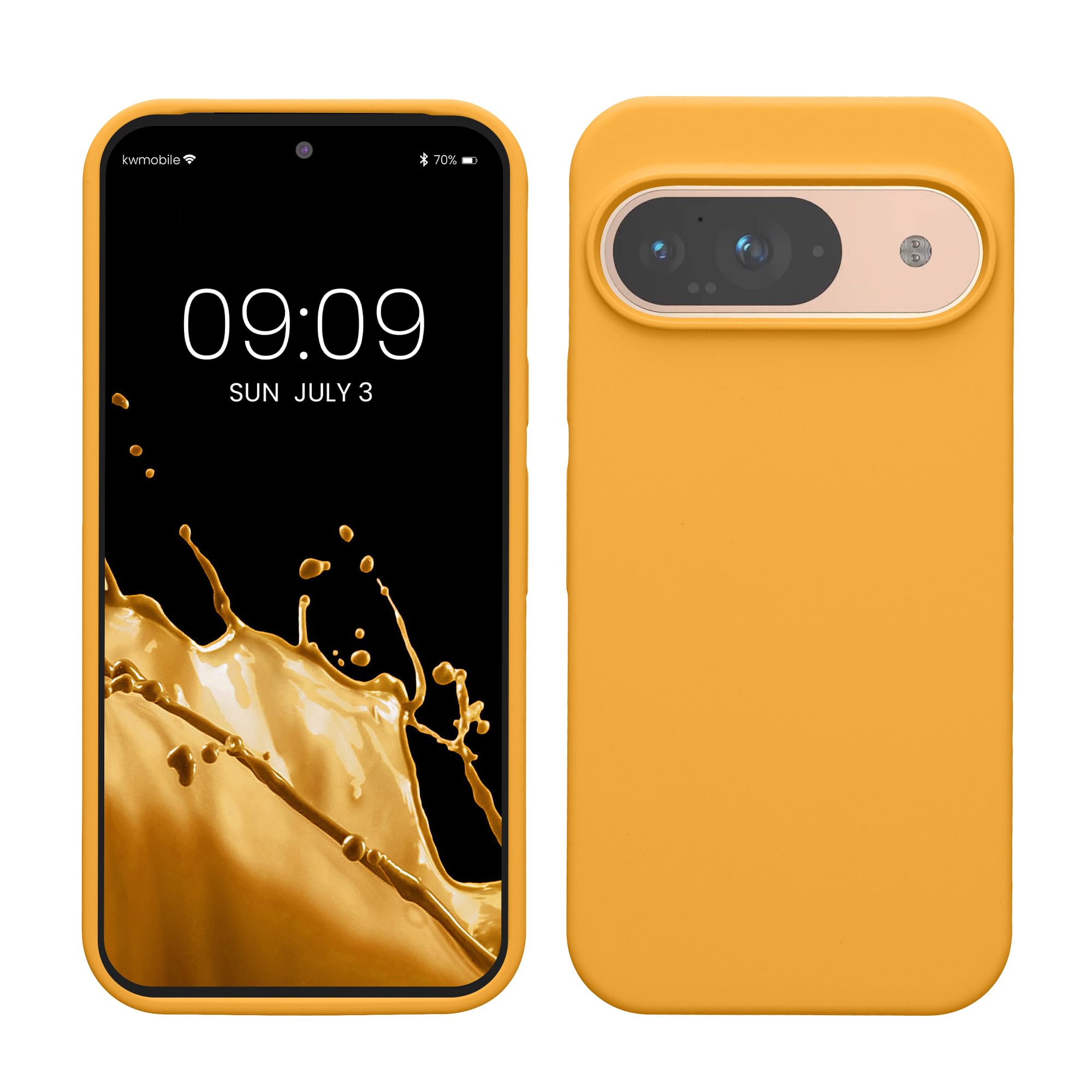 kwmobile Case Compatible with Google Pixel 9 / Pixel 9 Pro Case - TPU Silicone Phone Cover with Soft Finish - Mango