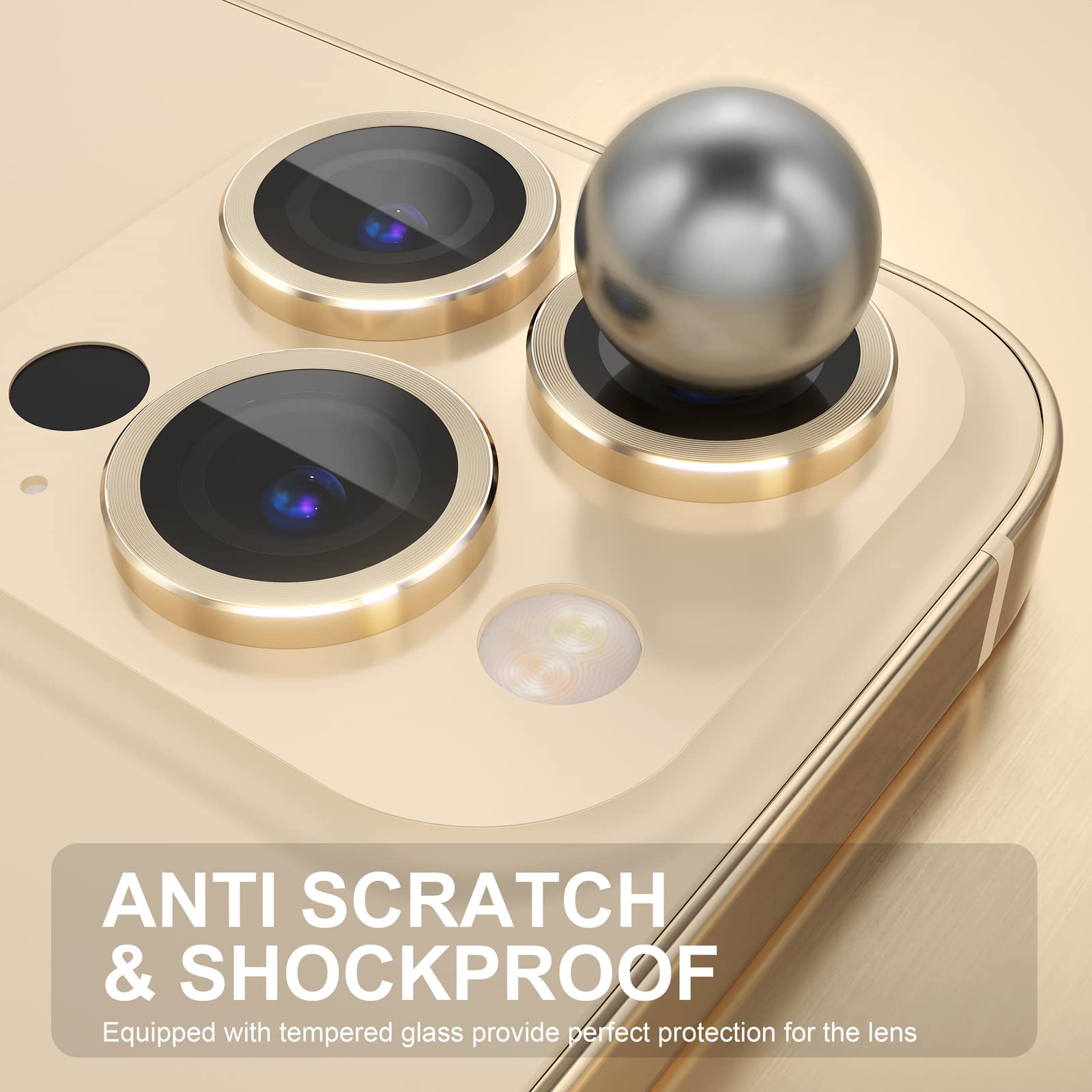 Choiche [3+1 For Iphone 14 Pro/Iphone 14 Pro Max Camera Lens Protector, 9H Tempered Glass Camera Cover Screen Protector Metal Ri