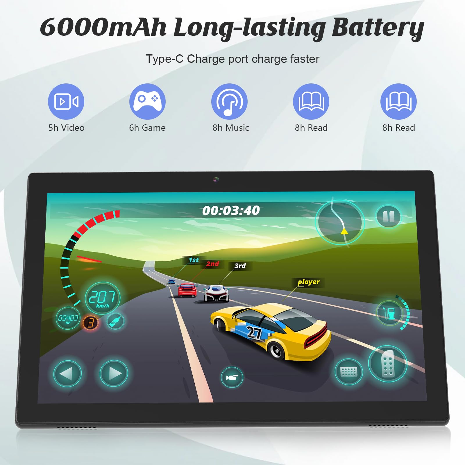 10.1 Inch Android 11 Tablet, Newest 2 In 1 Tablets, 4Gb Ram+64Gb Rom Quad Core Processor, 1280*800 Fhd Tableta With Keyboard/Mou