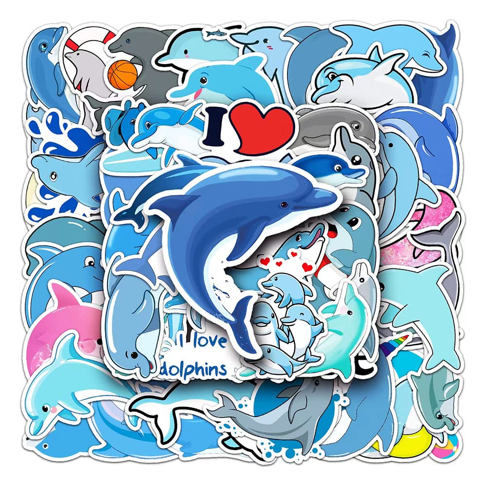 Dolphin Stickers |50Pcs Dolphin Waterproof Vinyl Decals For Bike Water Bottles Laptop Bicycle Refrigerator Cup Luggage Computer 