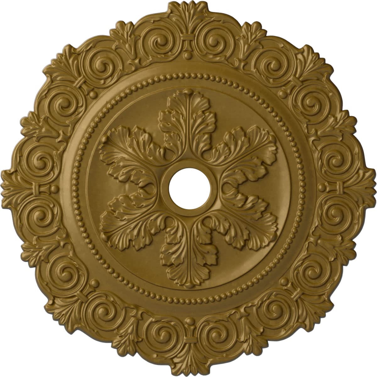 Ekena Millwork CM33SCGLS - 33 1/4OD x 3 5/8ID x 1P Scroll Medallion (Fits Canopies up to 3 5/8) - Ceiling Medallion, Gold