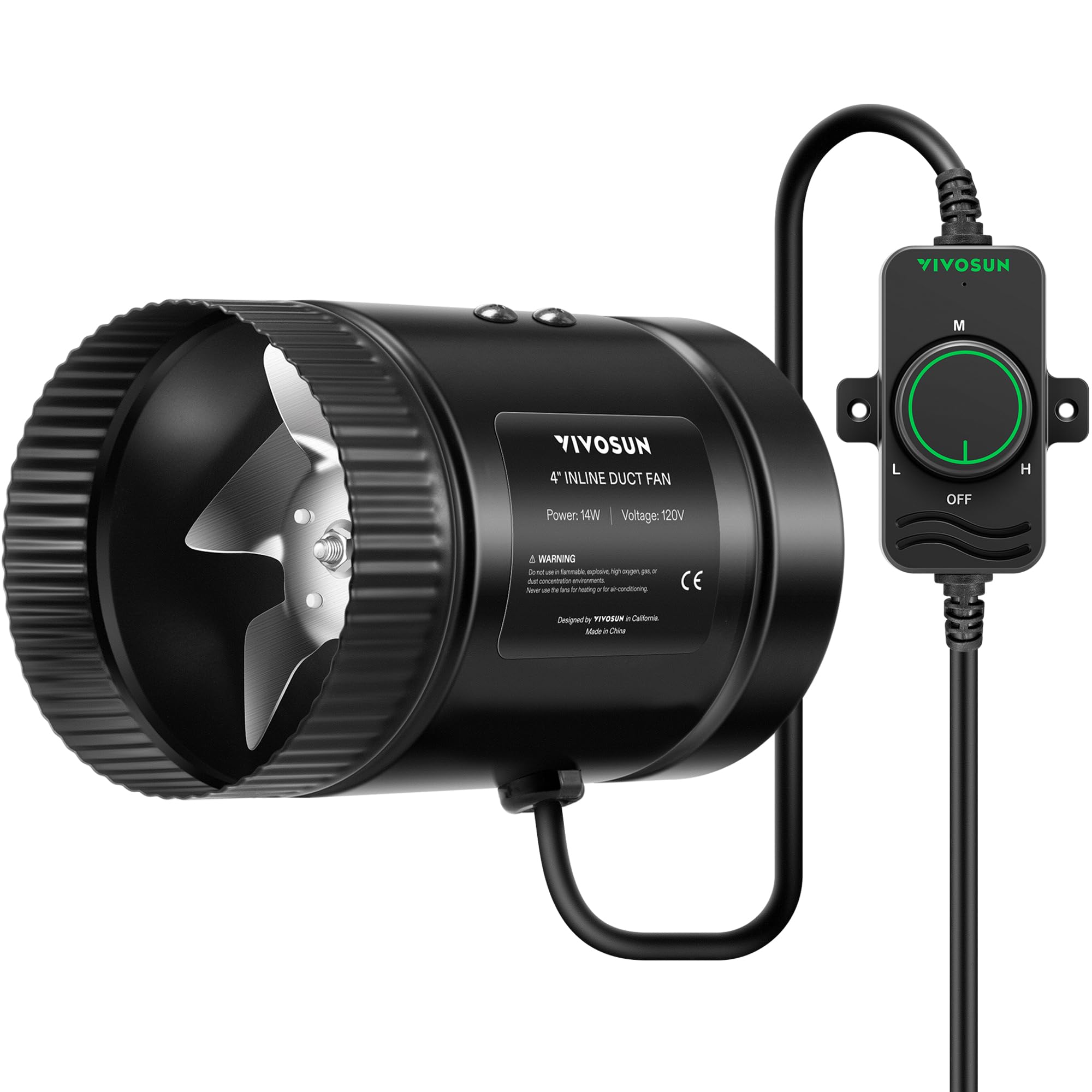 Vivosun Inline Booster Duct Fan 4106 Cfm With Speed Controller, Hvac Exhaust Ventilation Fan With Low Noise For Basements, Bathr