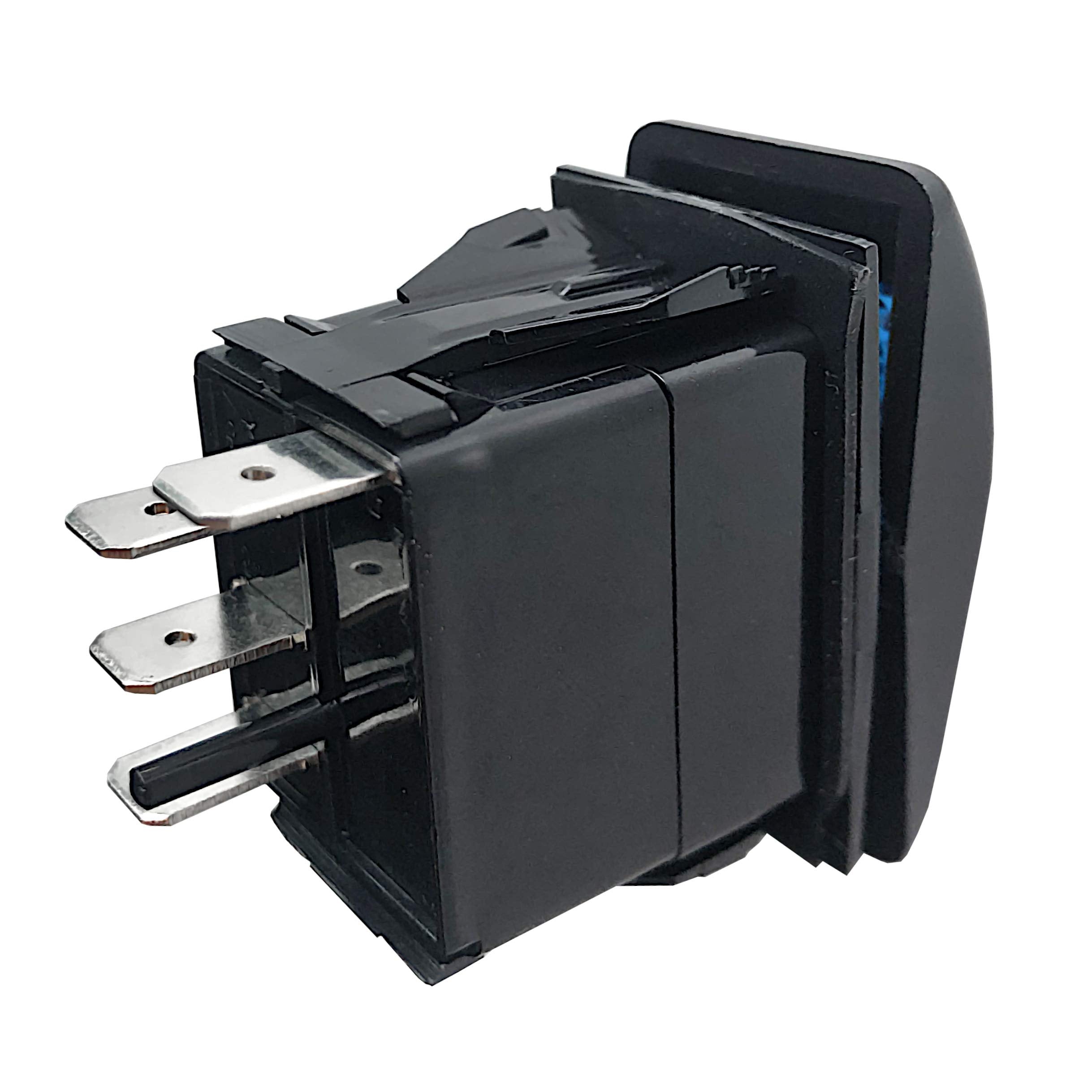 Mgi Speedware 3 Pack Marine Rocker Switches With Illuminated Led, 20A 12Vdc, Spdt Latching On/Off/On   Blue