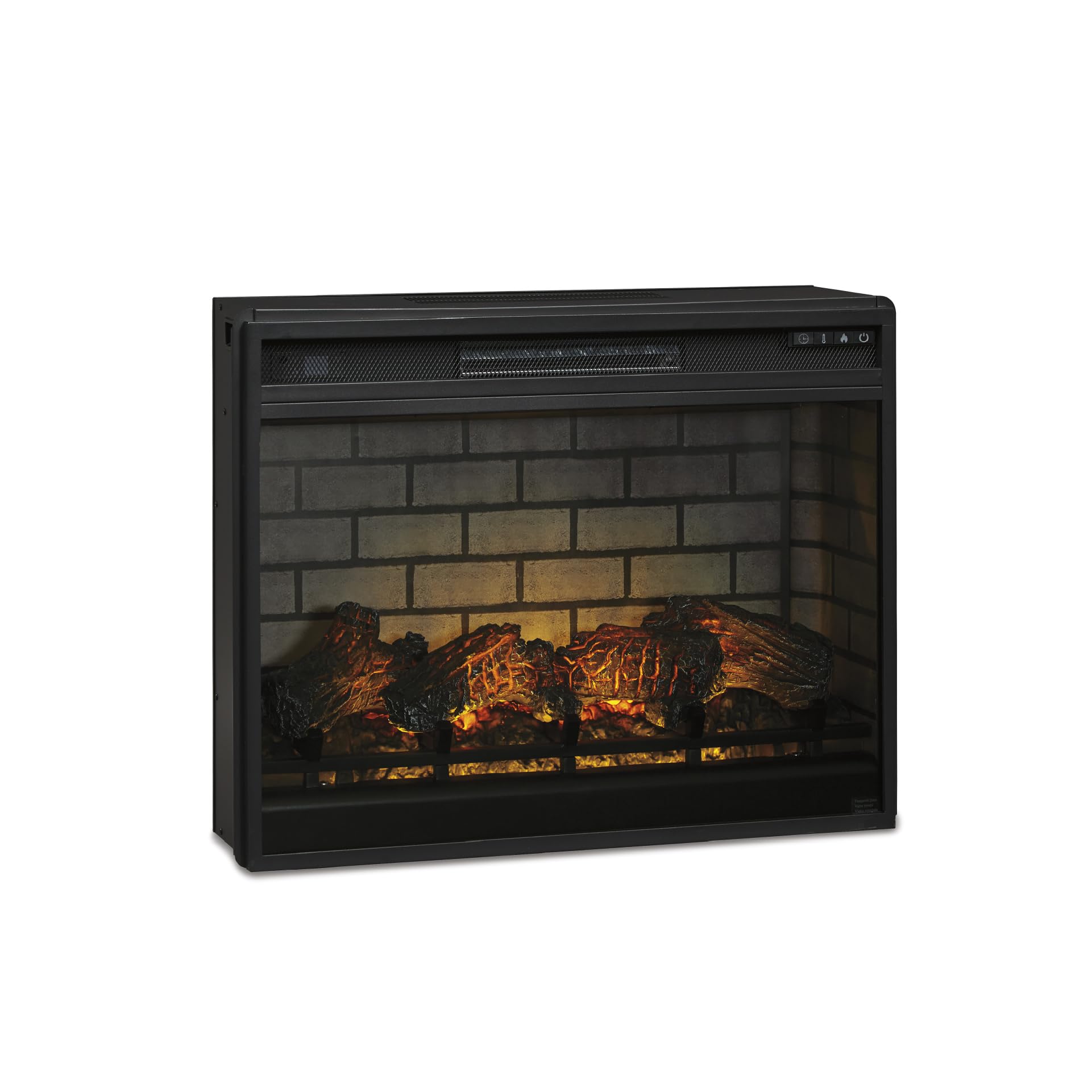 Signature Design by Ashley Electric Infrared Fireplace Insert with LED, Remote Control, 7 Temperature and 5 Brightness Settings,