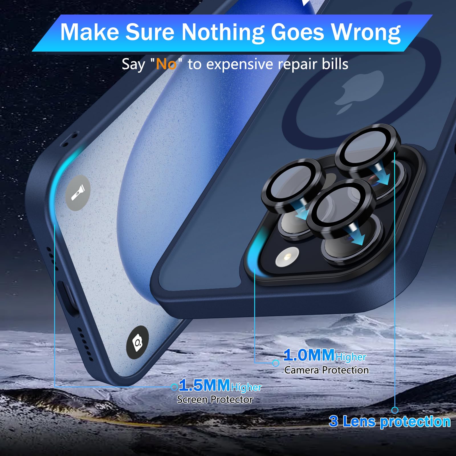 Sheheme Strong Magnetic For Iphone 15 Pro Max Case,With Camera Lens Protectors [Compatible With Magsafe] [Military Grade Protect