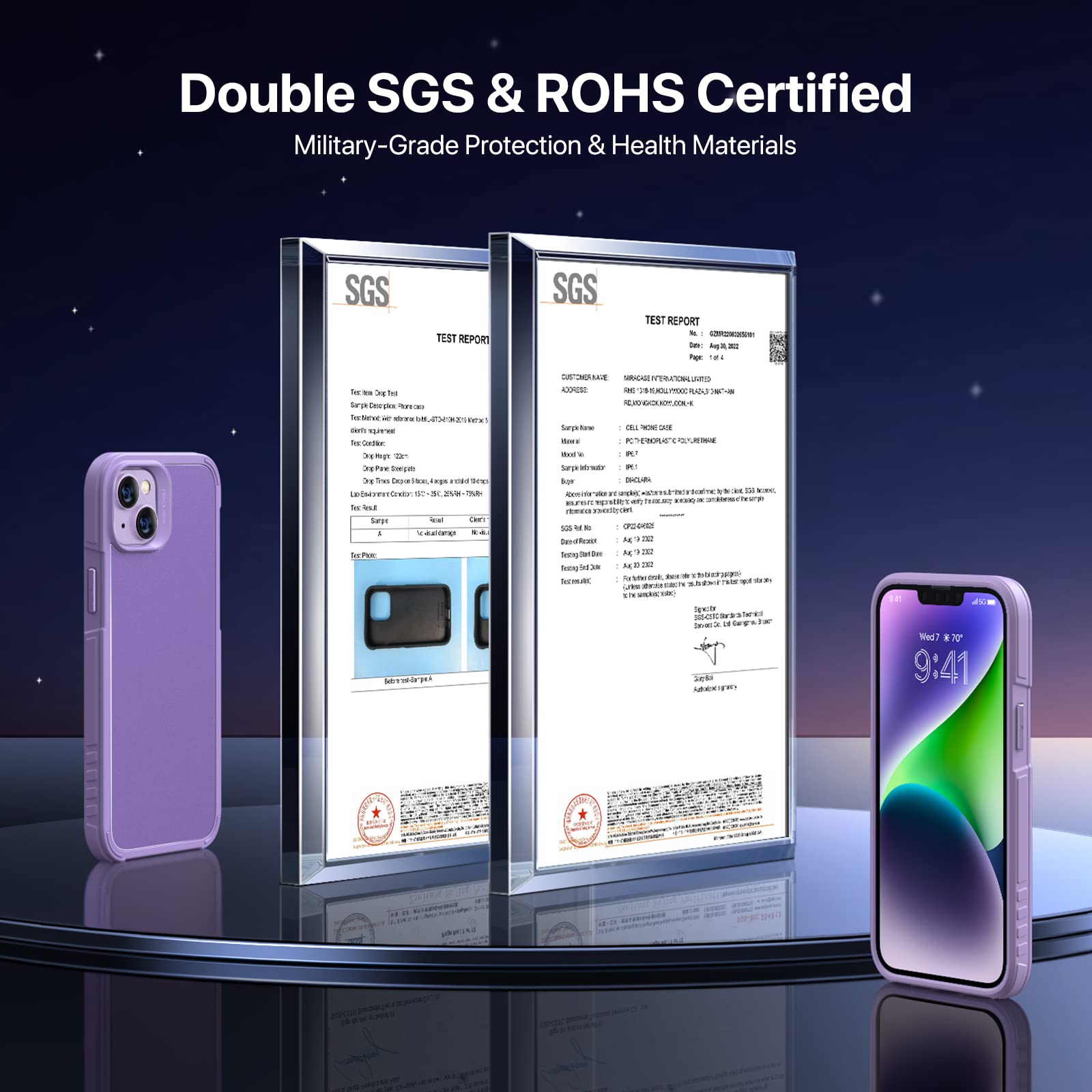 Diaclara [5 In 1 Shockproof Designed For Iphone 14 Case, With 2 Pack Tempered Glass Screen Protector + 2 Pack Camera Lens Protec