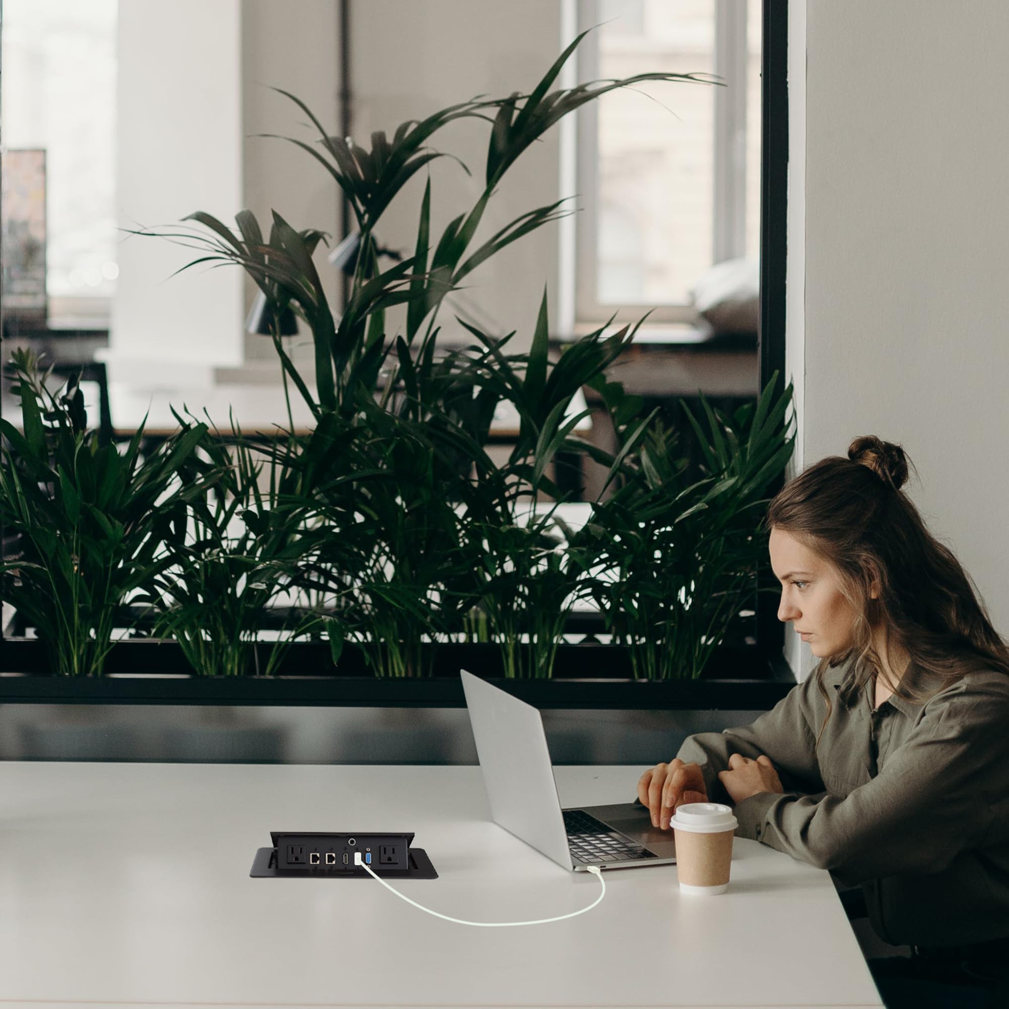 Table Pop Up Power Date Center Connection Box With Outlet Network Hdmi For Conference Desk