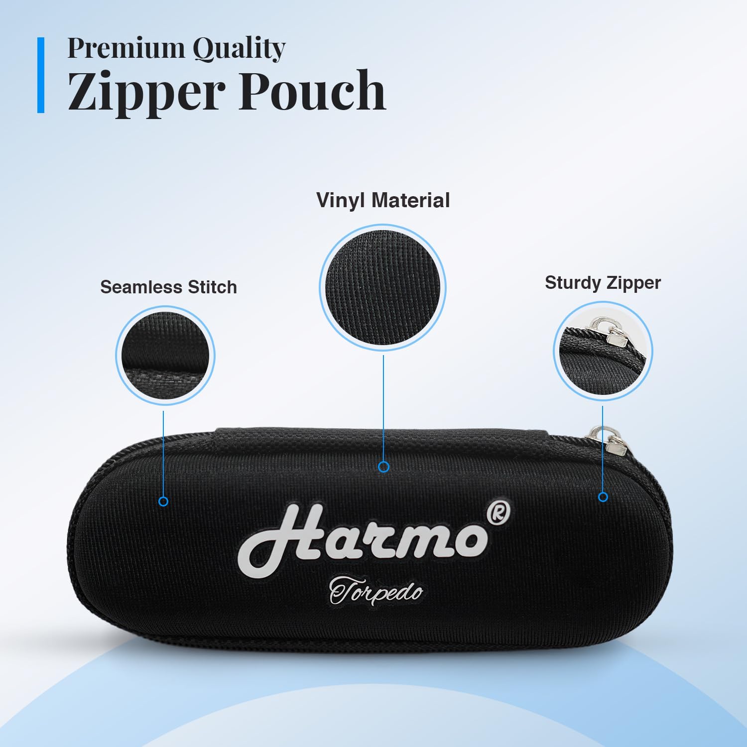Harmonica Case Chromatic Harmonica - Black Zip Pouch (10 Hole Diatonic)