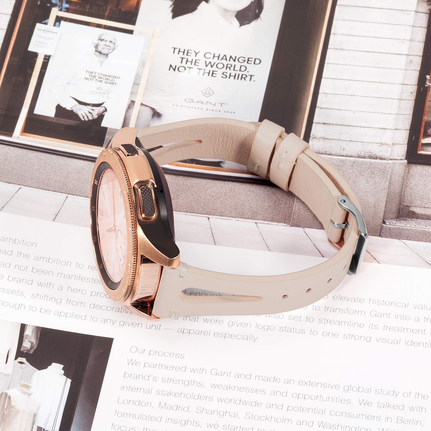 Toyouths Leather Strap Compatible With Samsung Galaxy Watch 4 Bands/Galaxy Watch 5 Band/Active 2 Watch Band Women Men, 20Mm Wris